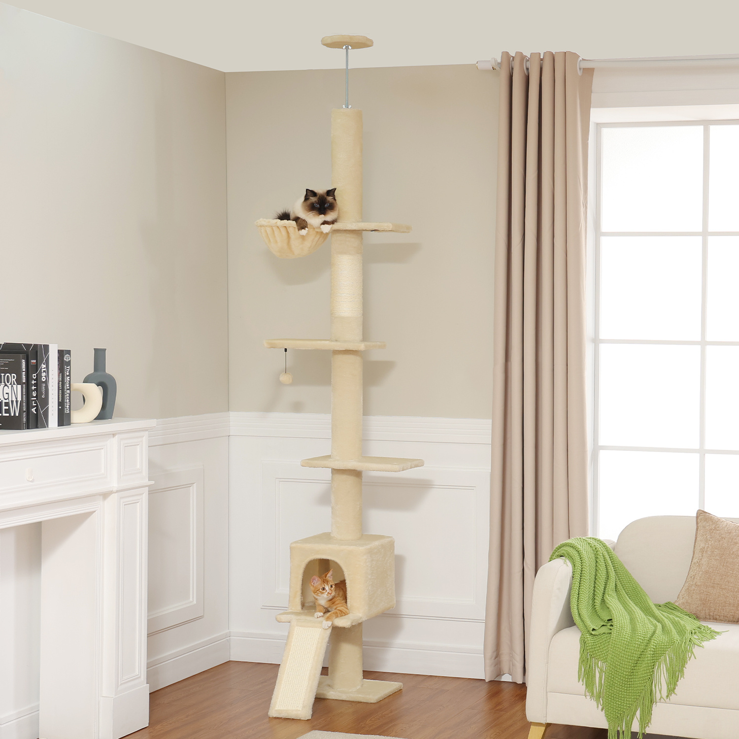 Poteau Griffoir Chat Pawhut Floor To Ceiling Cat Tree, 80