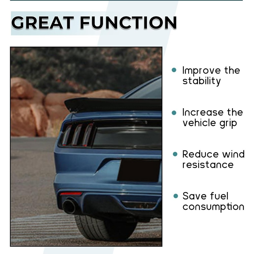 GT500 Style Rear Spoiler For 2005-2009 Ford Mustang - Painted Black, ABS Plastic