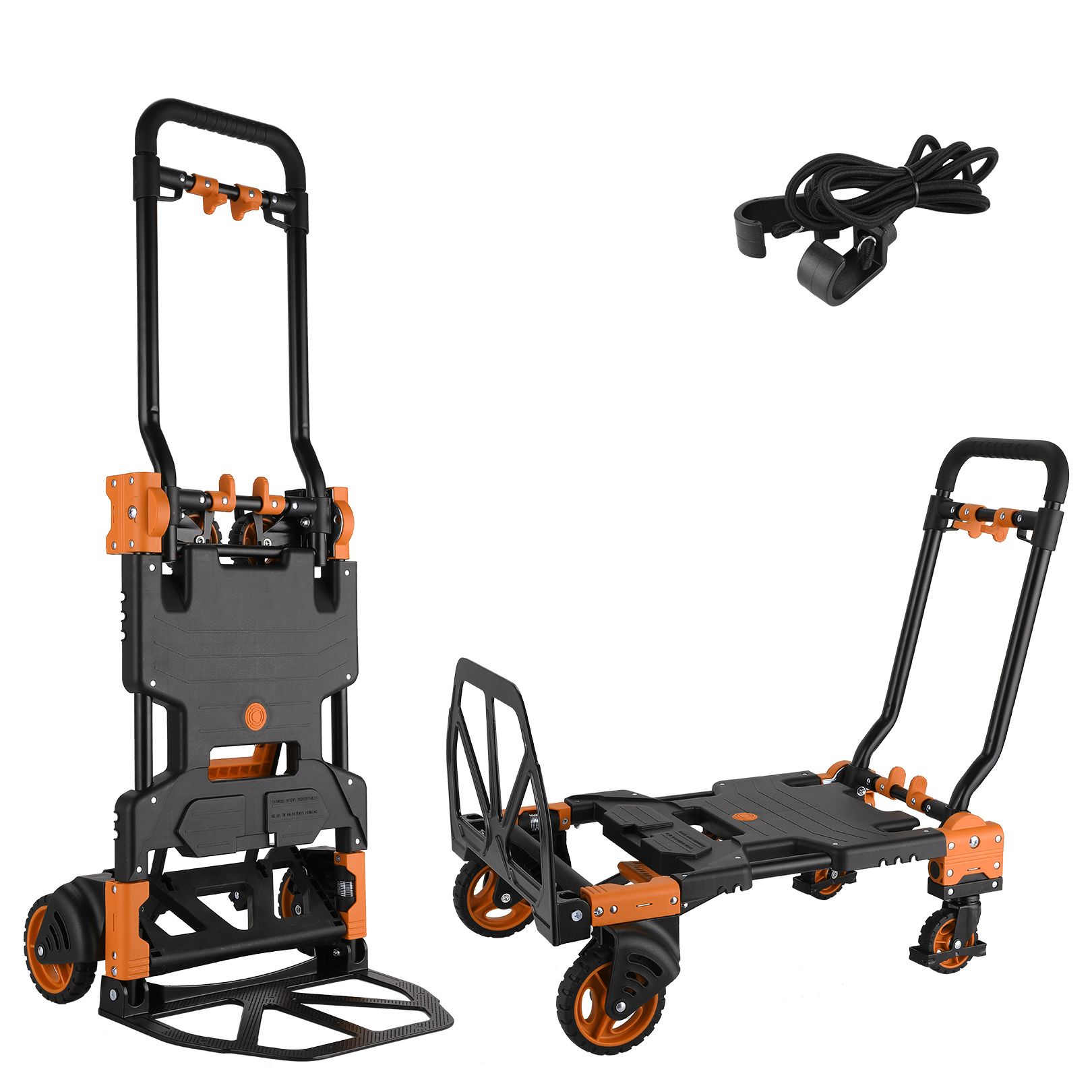 

330lb/220lb 2 In 1 Folding Hand Truck, 4 Wheels And 2 Wheels Convertible Heavy Duty Carrying, With Retractable Handle Dolly For Outdoor Office Home Carts