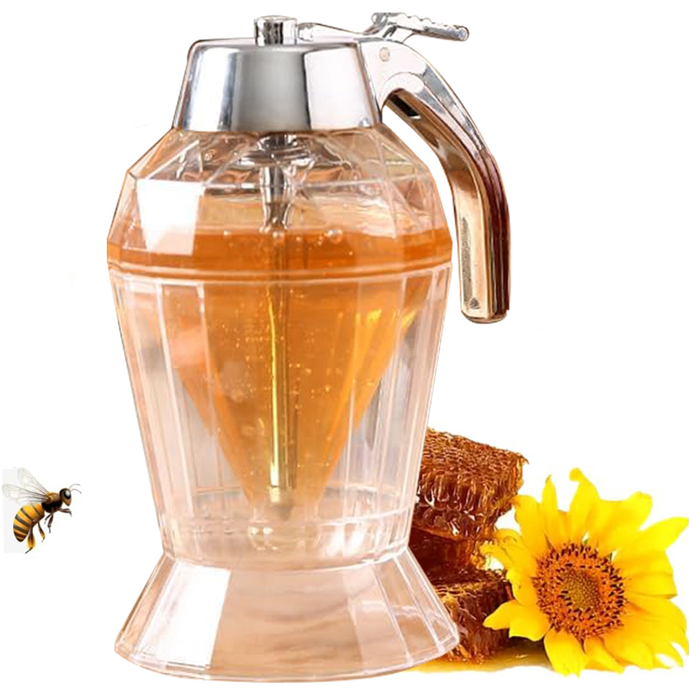 

Honey Jarhoney Jar,honey Dispenser, Syrup Dispenser, Beautiful Honeycomb Honey Jar, Honey Jar With Stand Home Kitchen Gadgets( And Lid)