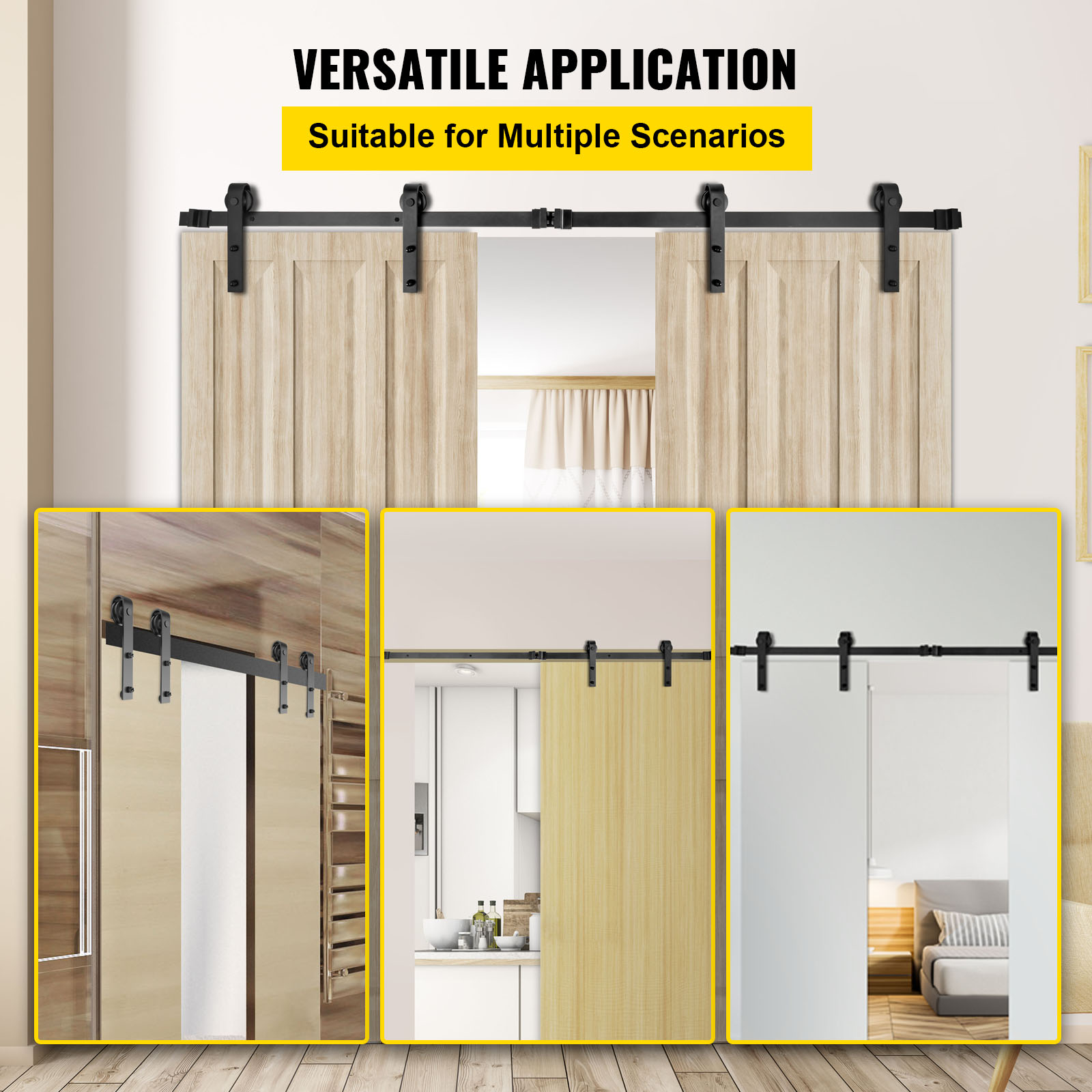 

Vevor Sliding Barn Door Hardware Kit, 10ft Barn Door Kit, 330lbs Load-bearing Double Barn Door Hardware Kit, Carbon Steel Barn Door Track, Darn Door For 1.37-1.77" Thickness & 5ft Wide Door Panel