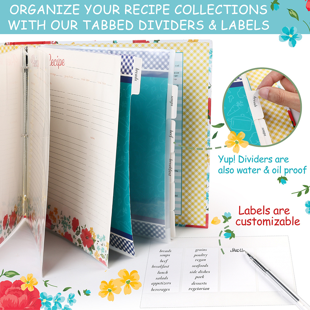 recipe binder 8 5x11 3 ring recipe cards plastic page - Temu