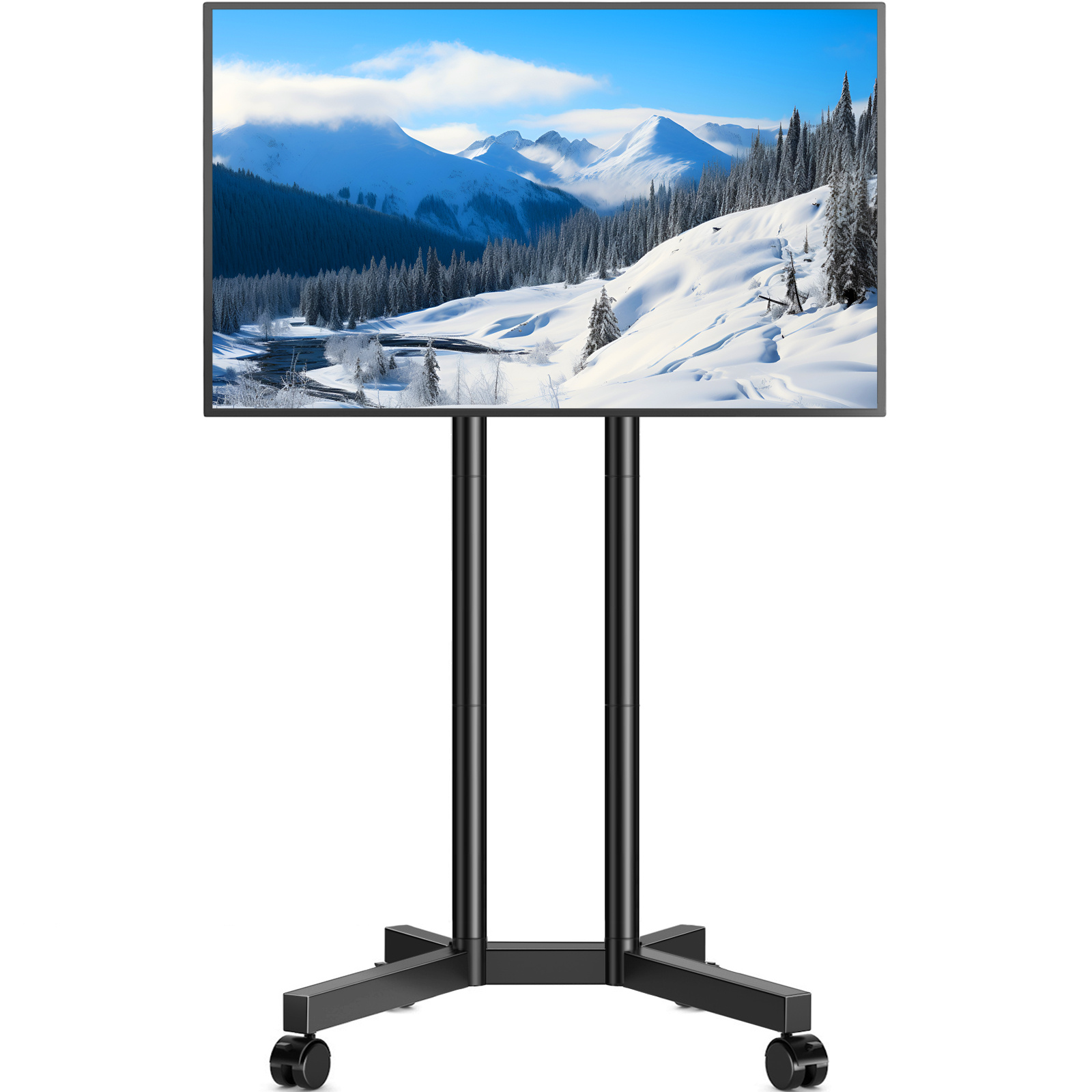 Rfiver Rolling Tv Stand For 32-65 Inch Screens, Height Adjustable Mobile Tv Stand On Wheels To 85lbs, Mobile Tv Cart, Portable Tv Stand For Outdoor, Home, Office