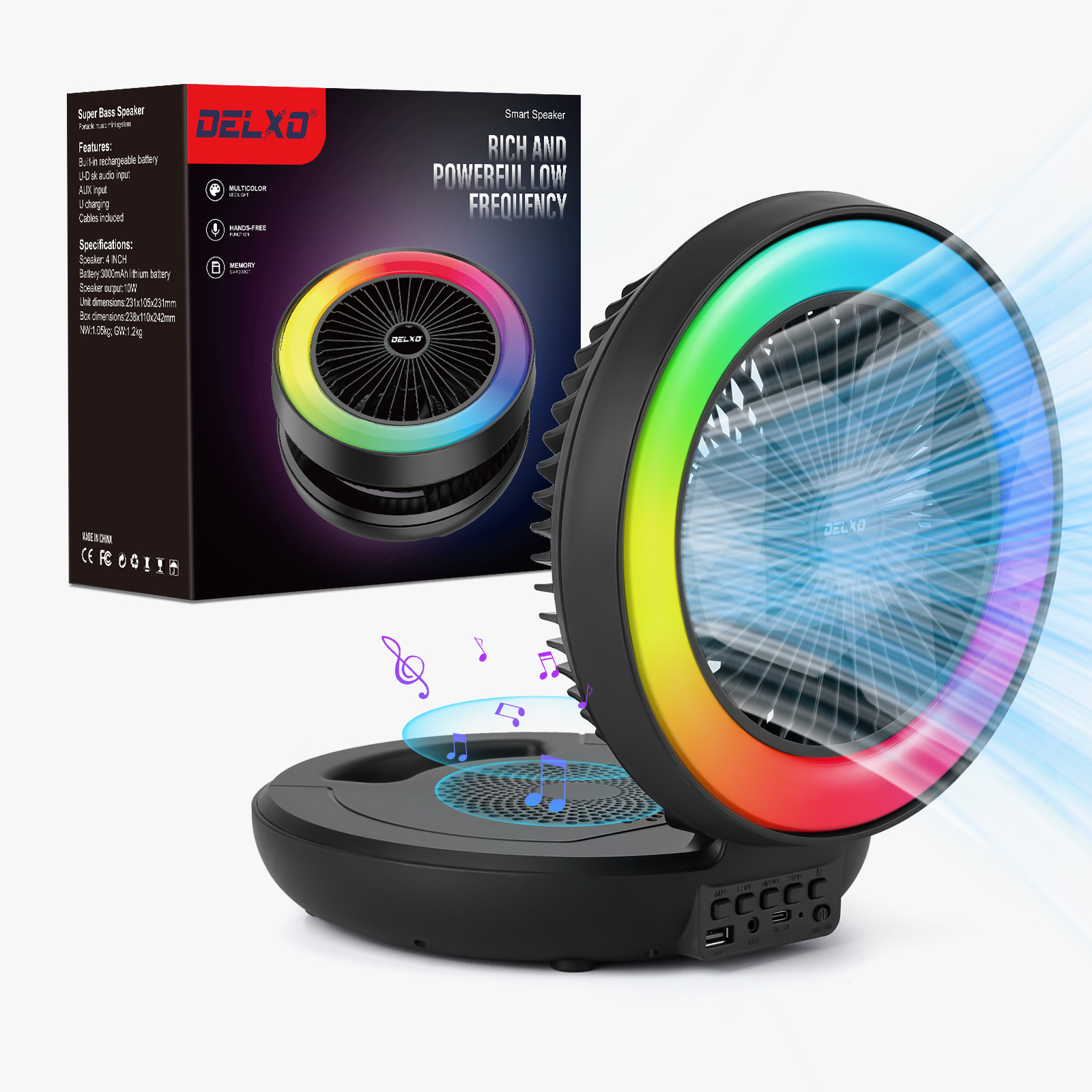 

Fan Rechargeable , Wireless Speakers Led Desk For , Portable Camping