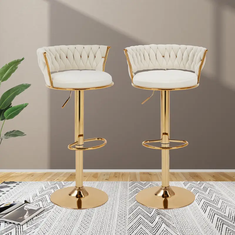 EALSON Counter Height Bar Stools Set of 2 Swivel Barstools with Low Back Modern Adjustable Bar Chairs with Gold Base Upholstered Velvet Comfortable Kitchen Island Stools, Green EALSON Counter Height Bar Stools Set of 2 Swivel Barstools with Low Back Modern Adjustable Bar Chairs with Gold Base Upholstered Velvet Comfortable Kitchen Island Stools, Green