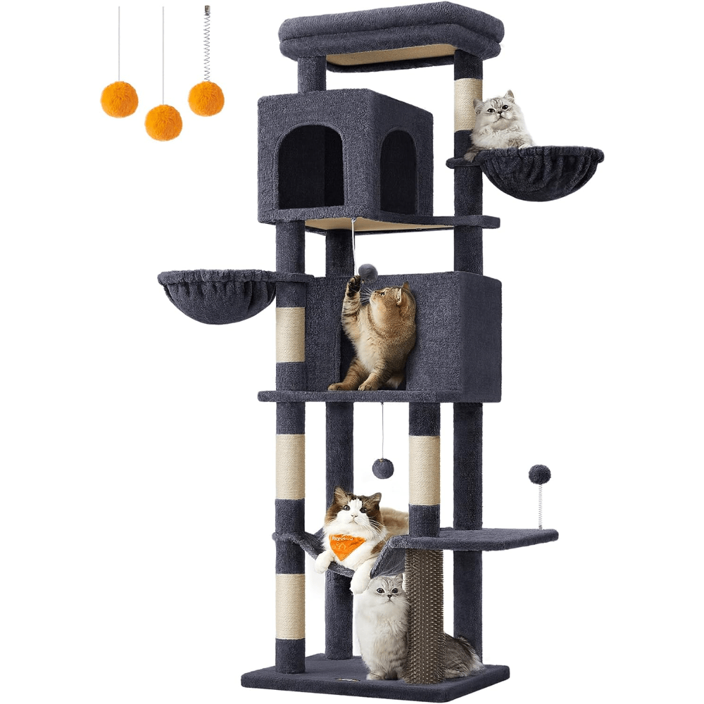 

Feandrea Cat Tree, 69-inch Tall Cat Tower For Large Cats Up To 16 Lb, Multi-level Cat Condo With 2 Caves, 2 Baskets, 5 Scratching Posts, Self-groomer, Perch, Hammock