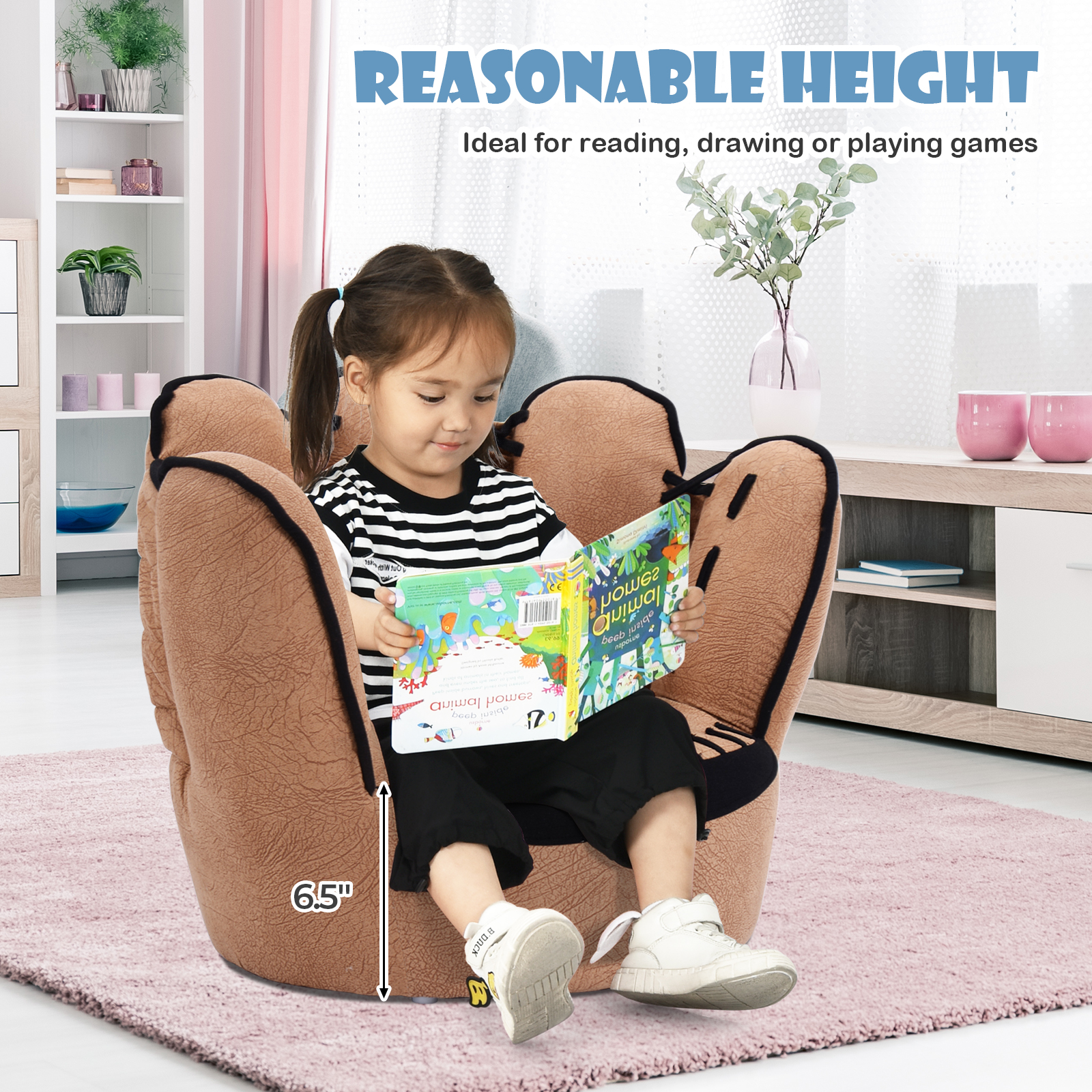 Costway Kid Baseball Chair, Toddler Chair with Baseball Glove Design, Baseball Bean Bag Chair for Playroom, Gift for 3-5 Years Boys and Girls, 23.5 x 19.5 x 17.5