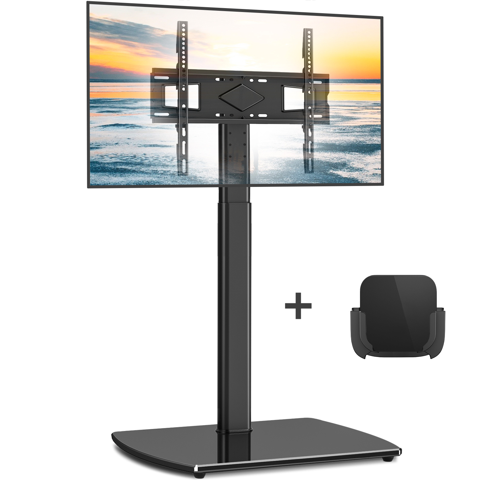 exclusive Swivel TV Floor Stand with Mount for Apple TV/Roku Ultra, Universal for 32-65 Inch LCD LED Flat Screen, Height Adjustable TV Mount Stand with Shelf, Space Saving Corner TV Stand for Home Office,C 4 exclusive Swivel TV Floor Stand with Mount for Apple TV/Roku Ultra, Universal for 32-65 Inch LCD LED Flat Screen, Height Adjustable TV Mount Stand with Shelf, Space Saving Corner TV Stand for Home Office,C - Image 4