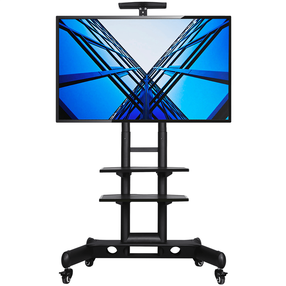 

Mobile Tv Stand For 32in To , Adjustable Rolling Tv Cart With 3-tier Shelves & Heavy Duty Base, Black