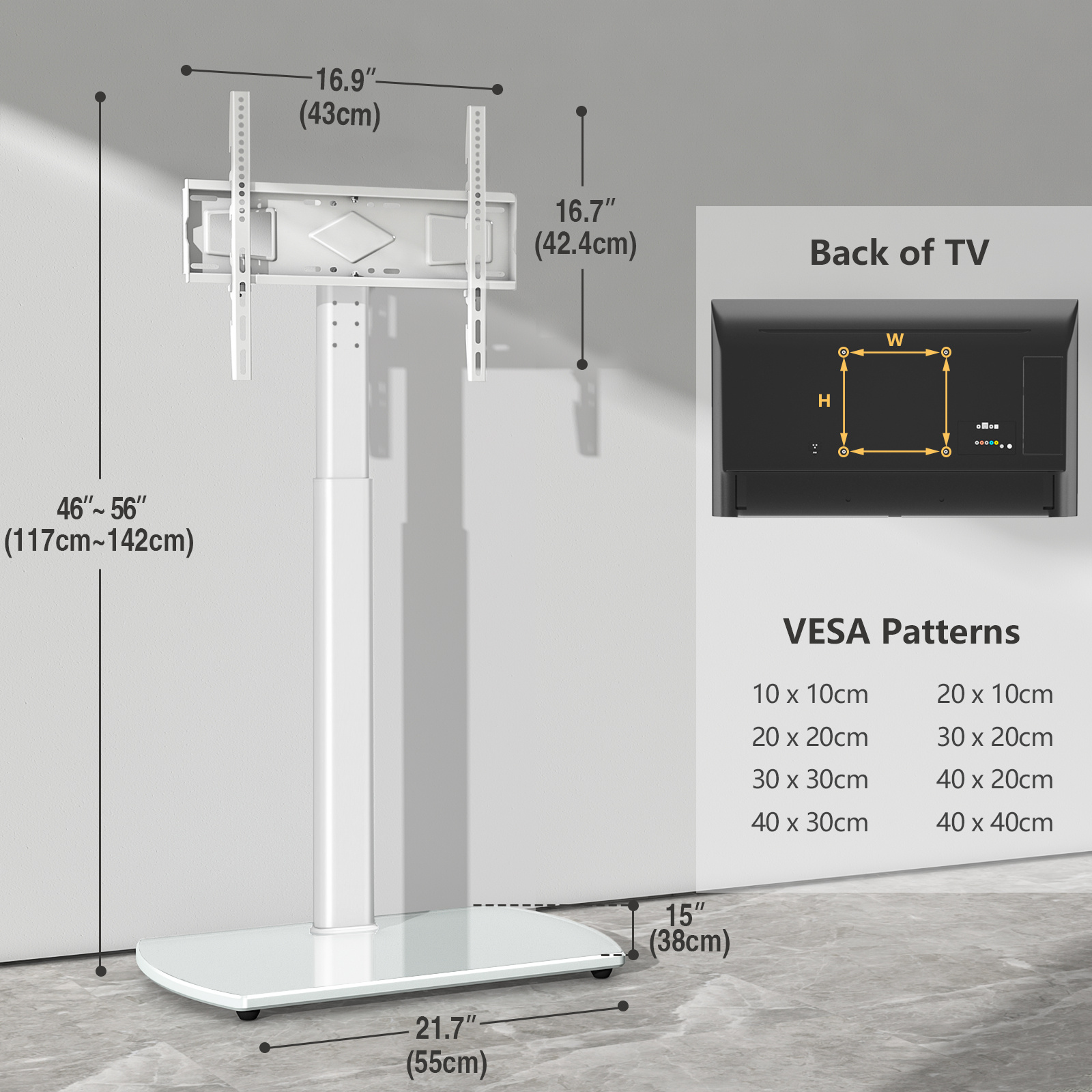 exclusive Swivel TV Floor Stand with Mount for Apple TV/Roku Ultra, Universal for 32-65 Inch LCD LED Flat Screen, Height Adjustable TV Mount Stand with Shelf, Space Saving Corner TV Stand for Home Office,C 3 exclusive Swivel TV Floor Stand with Mount for Apple TV/Roku Ultra, Universal for 32-65 Inch LCD LED Flat Screen, Height Adjustable TV Mount Stand with Shelf, Space Saving Corner TV Stand for Home Office,C - Image 3