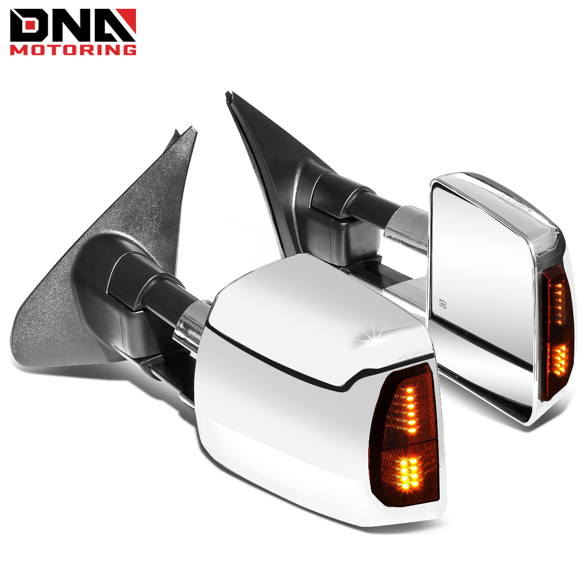 Pair Of Chrome Power Heated Glass Telescoping W/ Led Light Side Towing ...