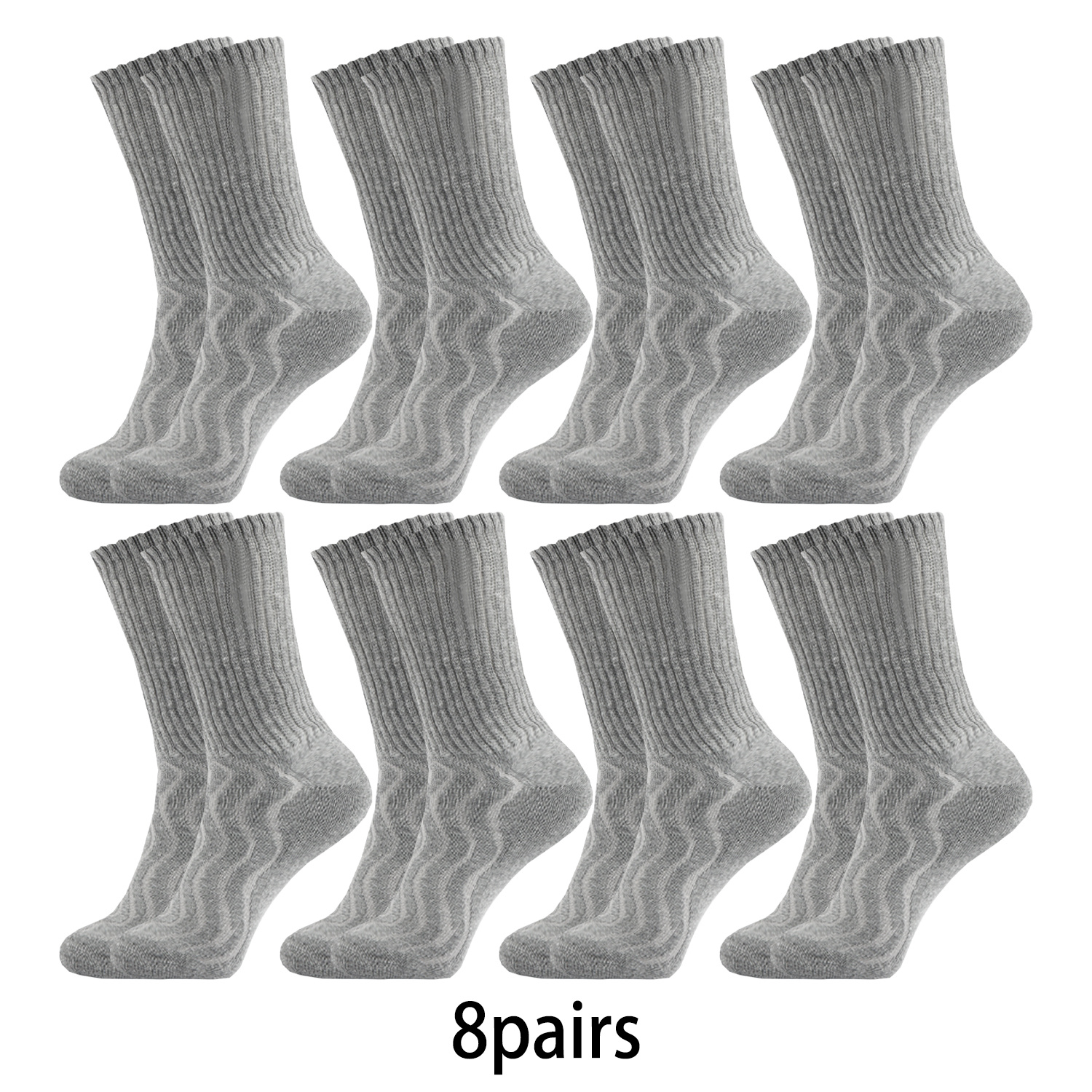 

8 Pairs Cotton Diabetic Crew Seamless Socks For Men & Women - Breathable, Non-binding Top, Cushion Sole, Moisture Management