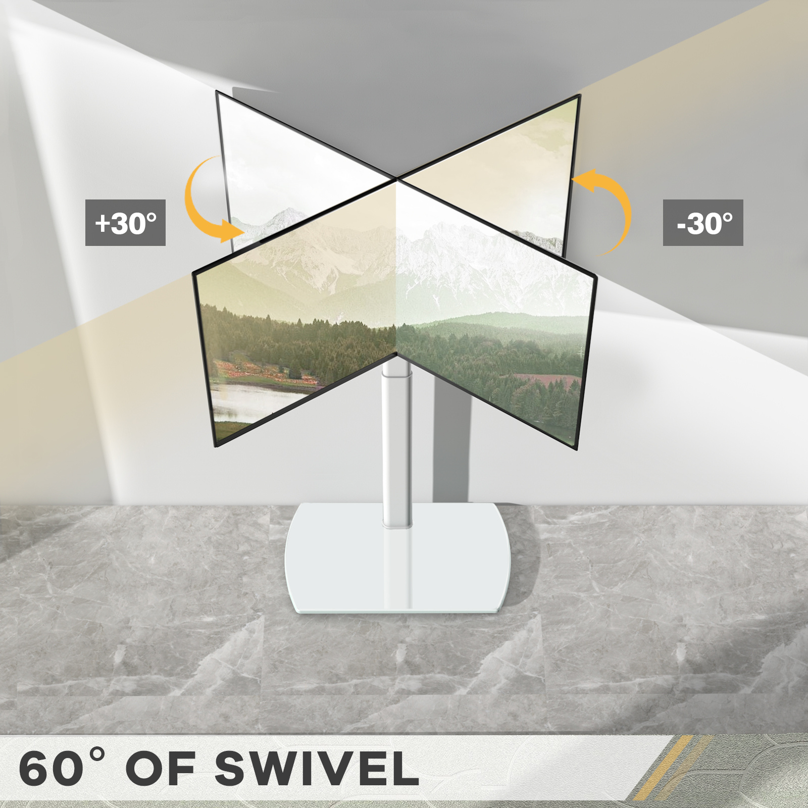 exclusive Swivel TV Floor Stand with Mount for Apple TV/Roku Ultra, Universal for 32-65 Inch LCD LED Flat Screen, Height Adjustable TV Mount Stand with Shelf, Space Saving Corner TV Stand for Home Office,C 7 exclusive Swivel TV Floor Stand with Mount for Apple TV/Roku Ultra, Universal for 32-65 Inch LCD LED Flat Screen, Height Adjustable TV Mount Stand with Shelf, Space Saving Corner TV Stand for Home Office,C - Image 7