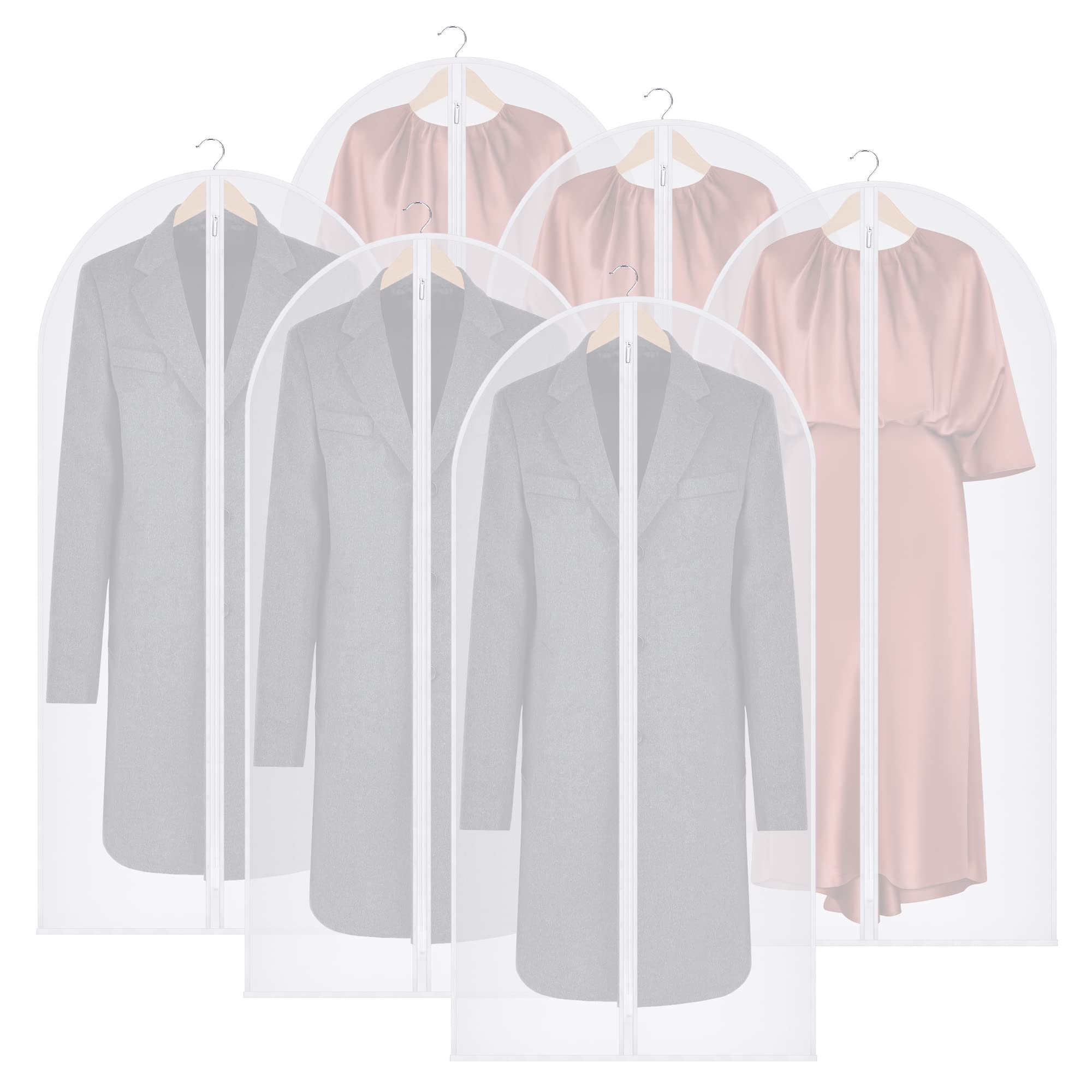 6 Pack 60 Inch Garment Bags Dress Bags For Storage Hanging Suit Bags