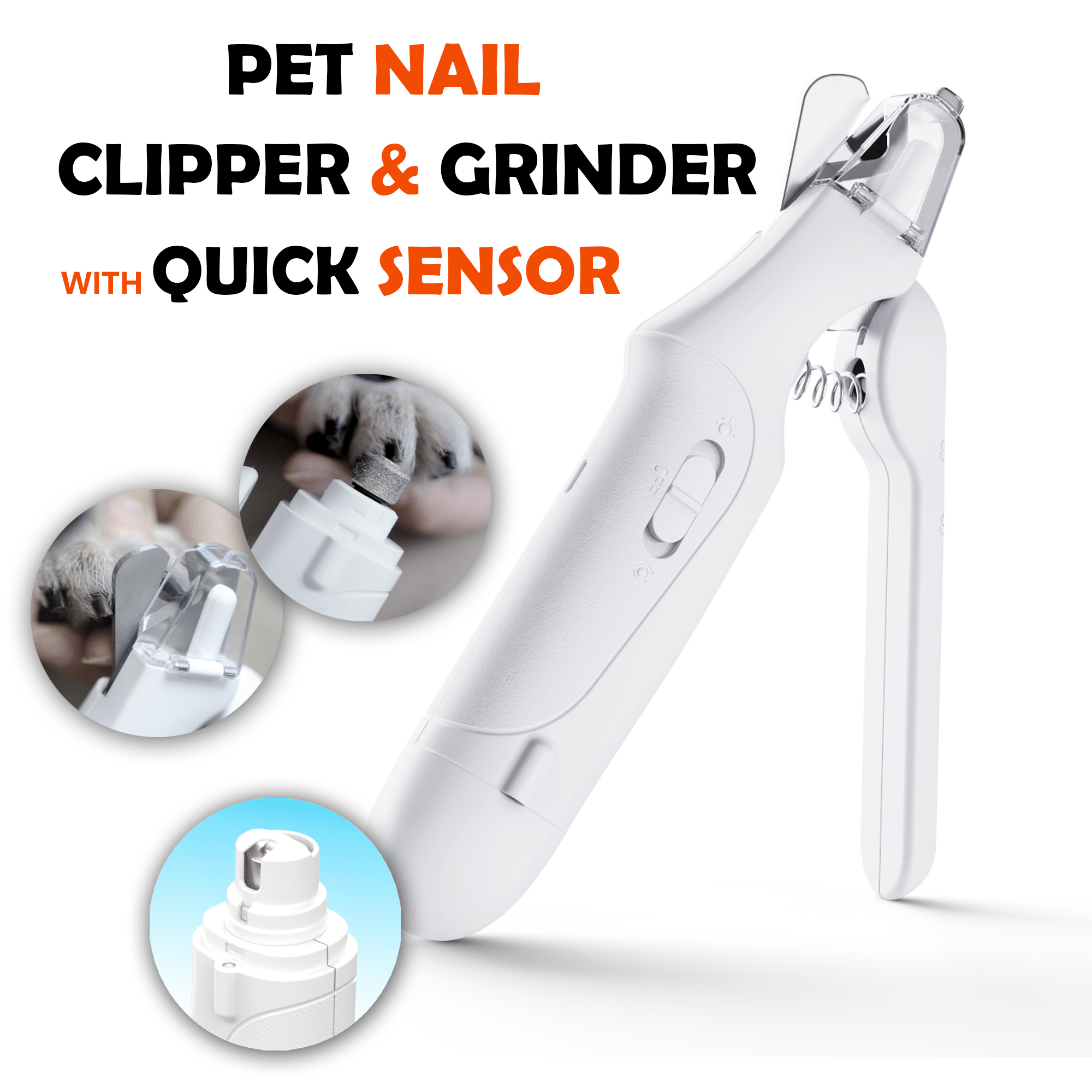 

Pet Nail Grinder And Clipper Sensor- In 1 Pet Nail Trimmer For Dogs And Cats, Strong And Quiet Low Vibration Electric Nail Grinder Rechargeable Fits Small Medium Large Breed Dogs And Cats