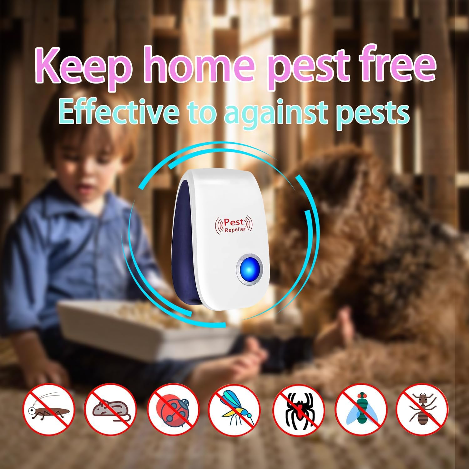   ultrasonic plug in pest repellent indoorfor flea insects mosquitoes rats mice spidersants roaches bugs non   pest repellerhumans and   pest control for home office work details 2