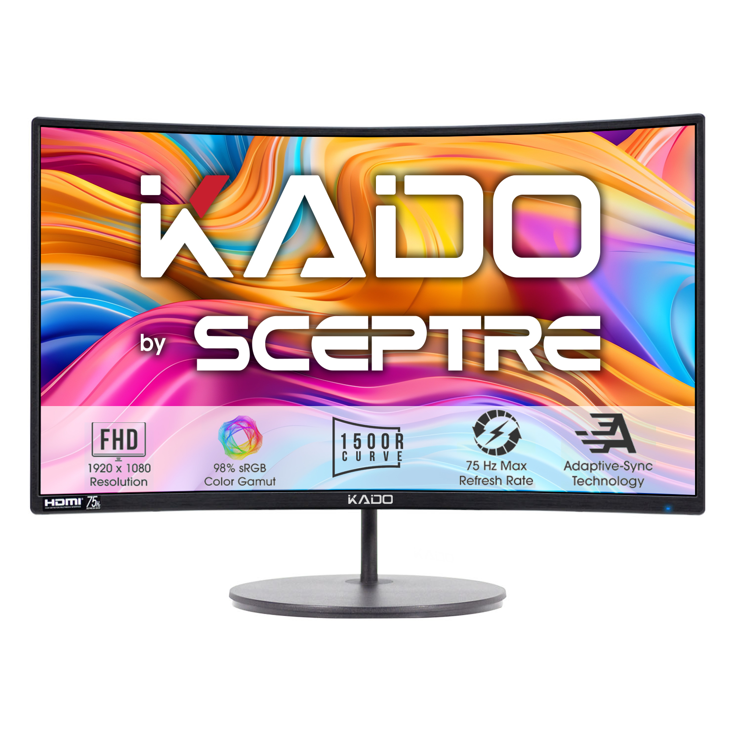

Kado By Sceptre Curved 24" Computer Monitor Gaming Office 1500r 1920x1080 Hd 75hz Vga Built-in Speakers Wall Mount Ready Black