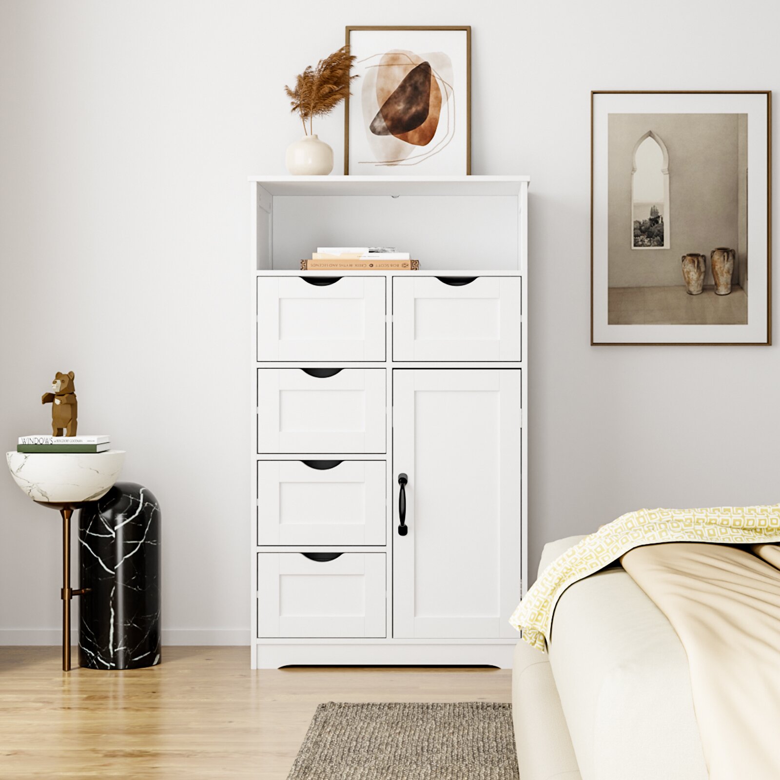 Bathroom Floor Cabinet, Free-standing Storage Cabinet With Drawers ...