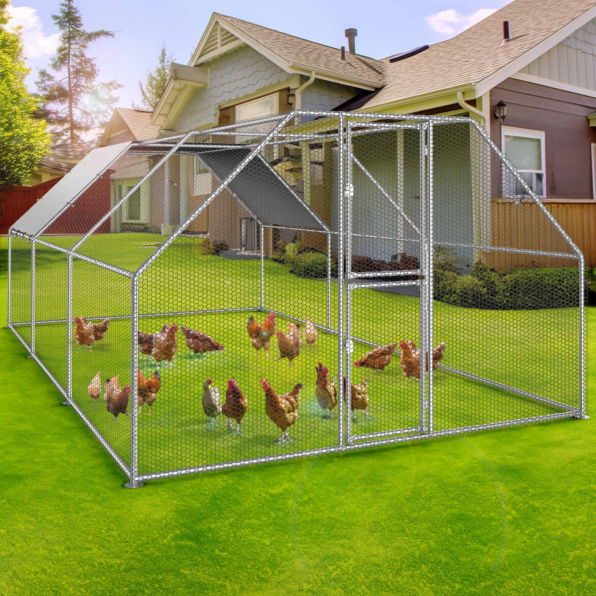 

Outdoor Chicken Coop Pet Dog Run House Kennel Cage Enclosure With Cover Playpen