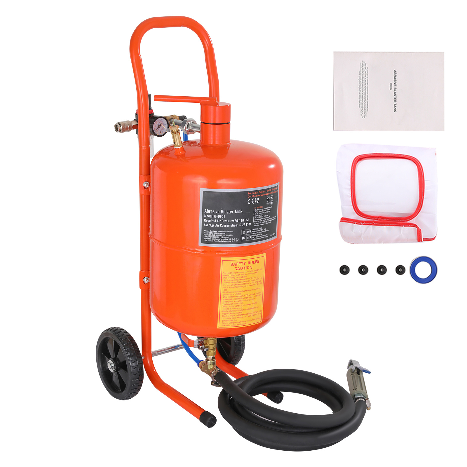   5 gallon   60 110 psi high pressure sandblaster portable abrasive blasting tank air sand blasting kit with 4 ceramic nozzles and oil water separator for paint stain rust removal