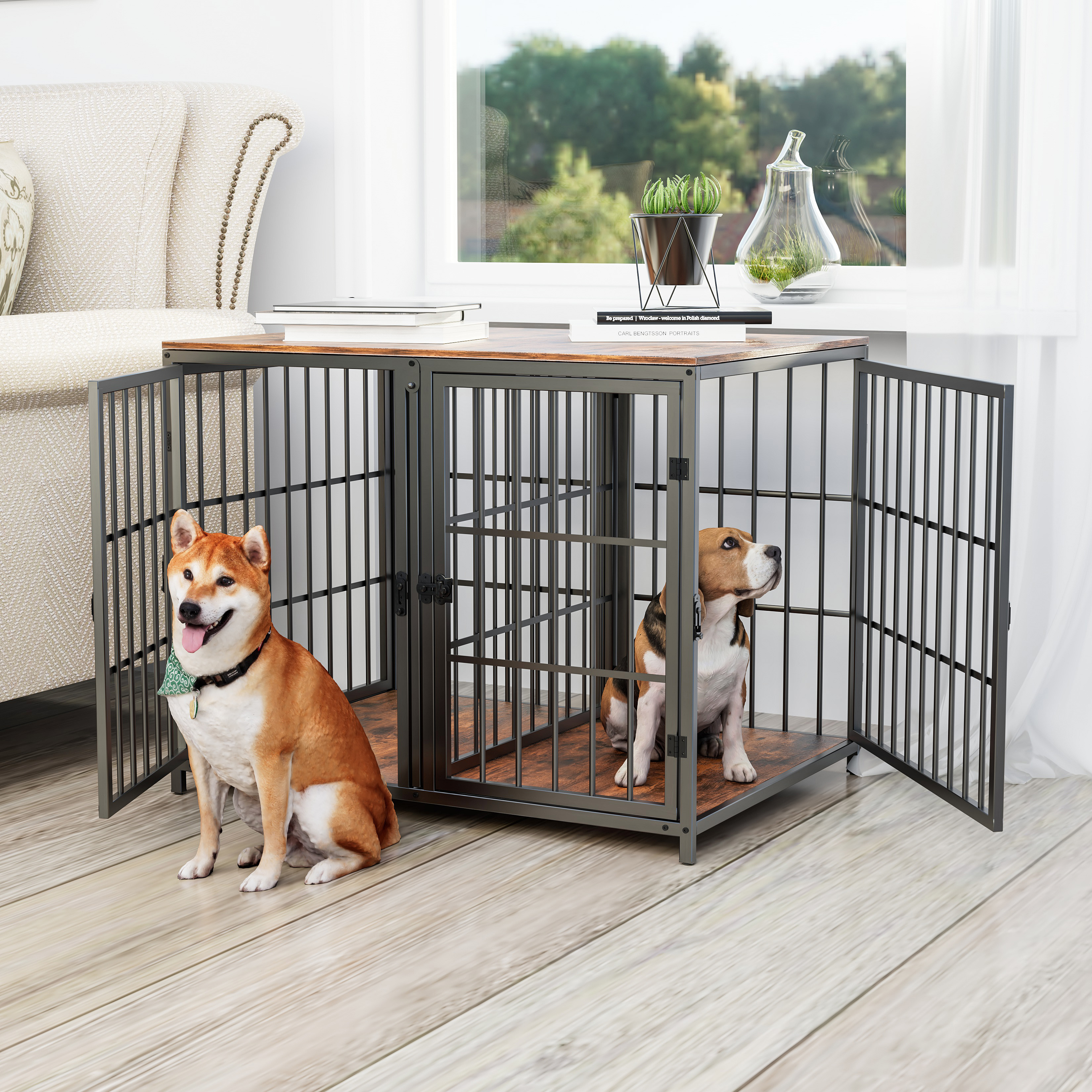 Large Wooden Dog Crate Furniture Divider Temu