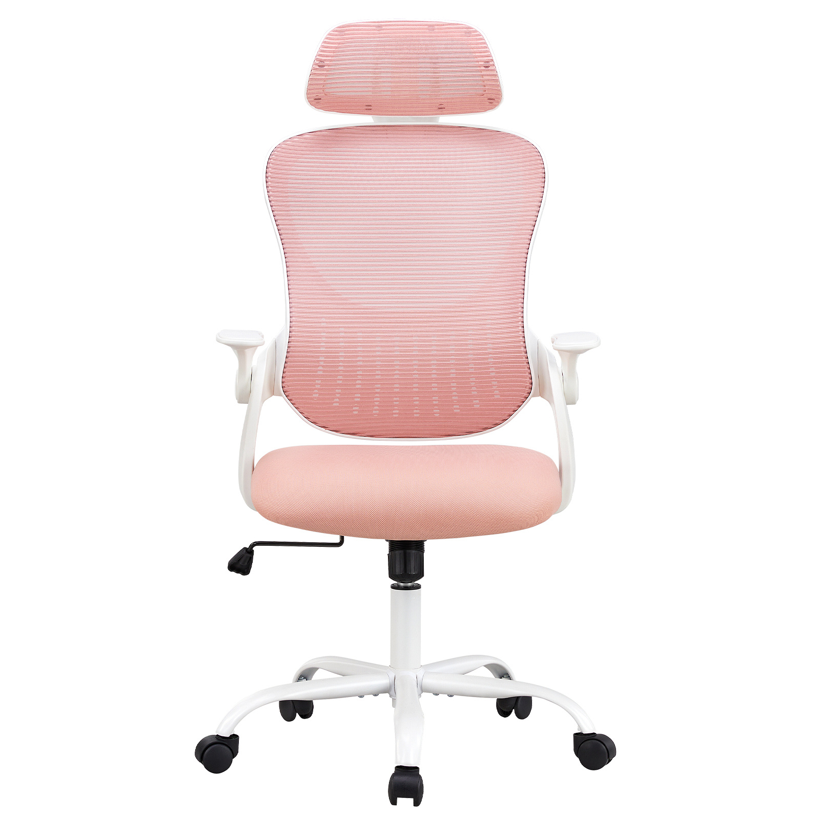 

Office Computer Desk Chair, Ergonomic High-back Mesh Rolling Work With Wheels And Adjustable Headrests, Comfortable Lumbar Support, Comfy Flip-up Arms For Home, Bedroom, Study, Black, Grey, Pink