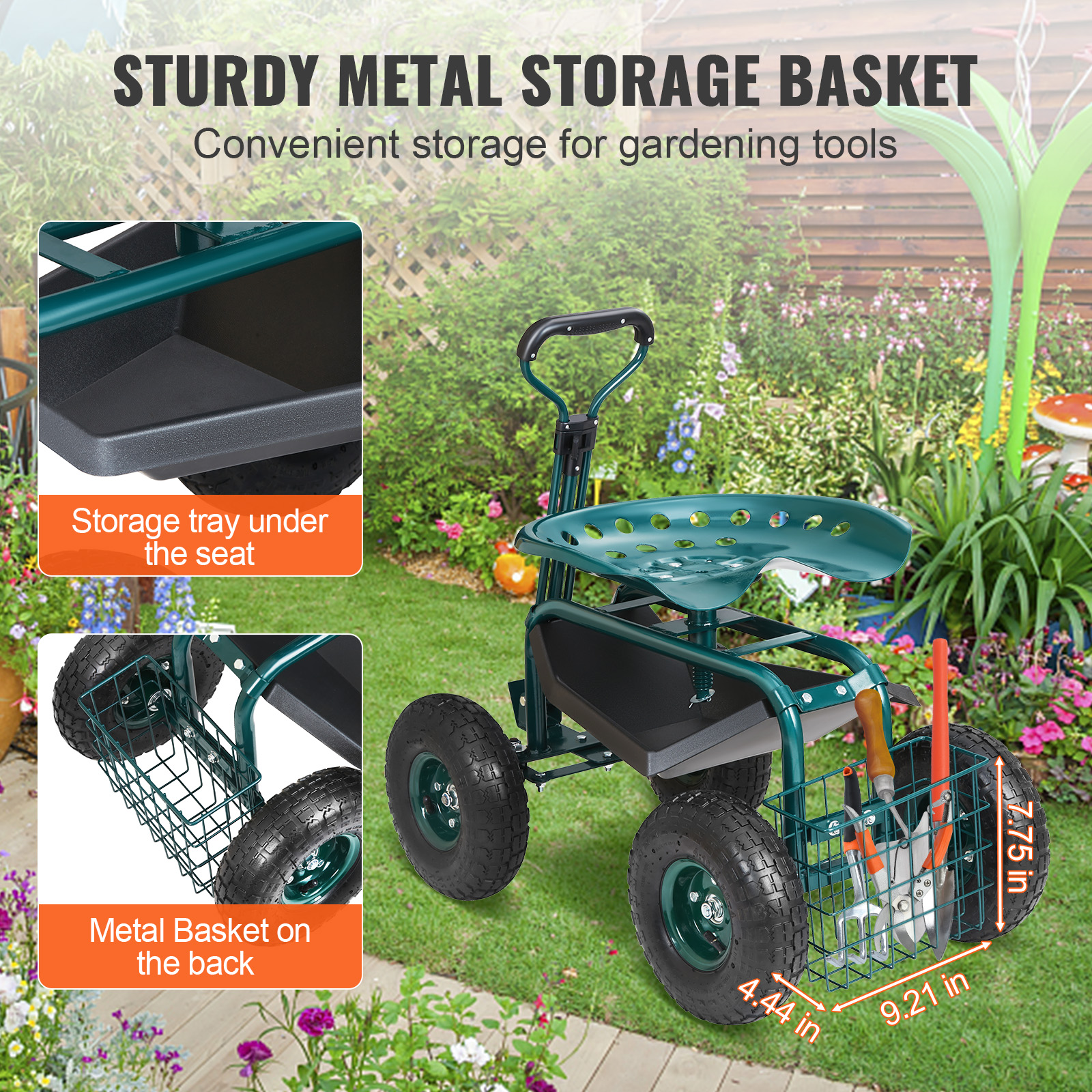Garden Cart Rolling Workseat 6