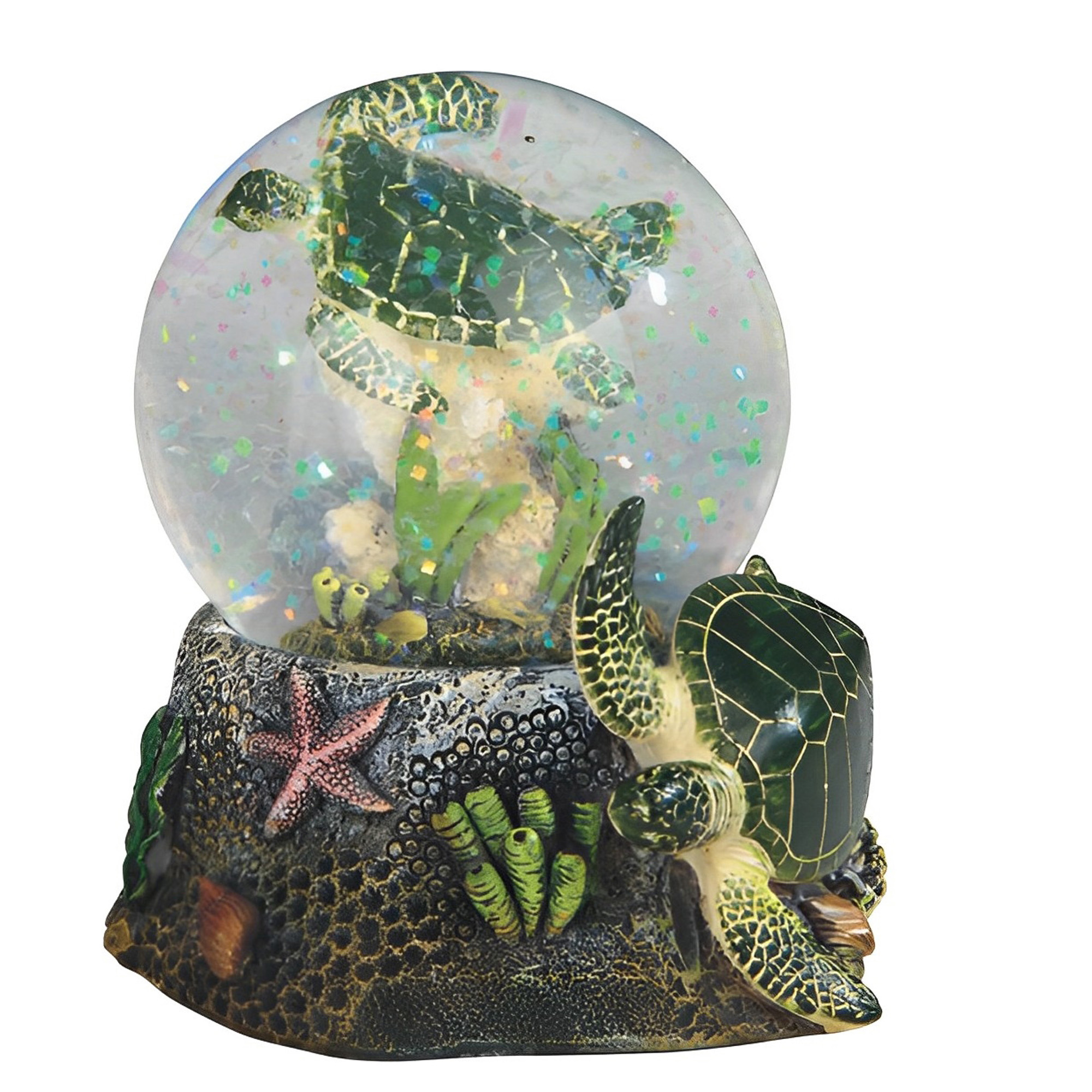 

Ice Armor 3.75"h Green Sea Turtle Glitter Snow Globe Statue Home/room Decor And Perfect Gift Ideas For House Warming, Holidays And Birthdays Great Collectible Addition