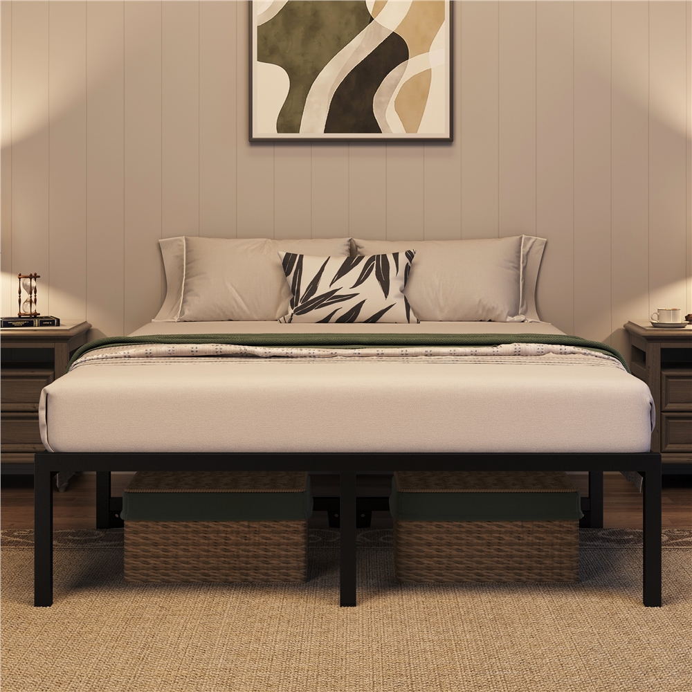 

Metal Bed Frame Basic Steel Slats Platform With Storage No Screws And Box Spring Needed Without Headboard