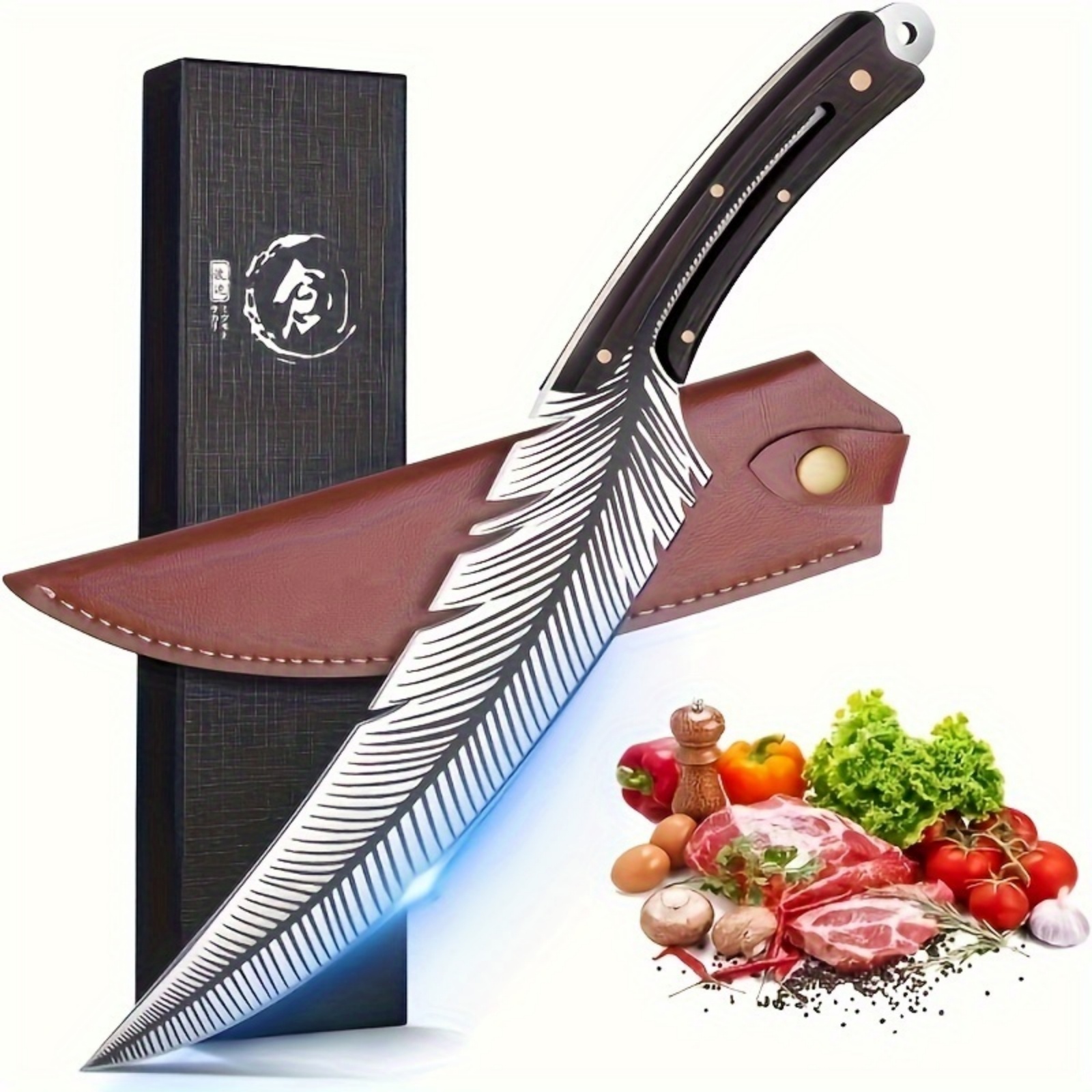 

Sharp Feather Knife Hand Knife High Carbon Steel Butcher Knife Knife For Meat Japanese Steel Chef Knives Cooking Knife With Sheath For Camping