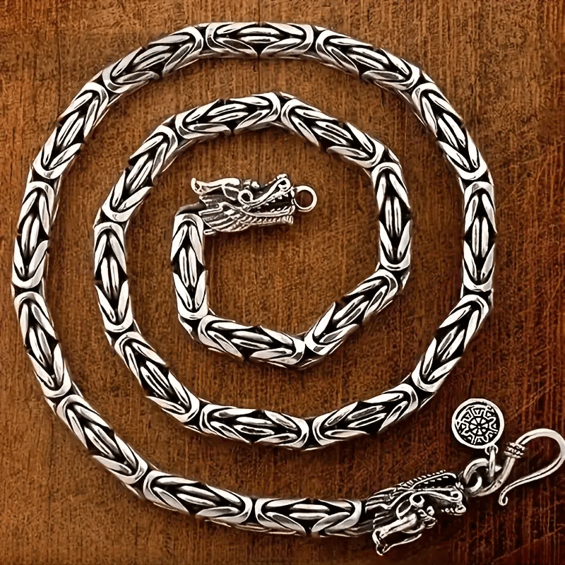 

Old Faucet Pendant, Retro Oxidized Men's Necklace, 24-inch Style Chain, Thai Silver, Jewelry, Fashion- Accessories