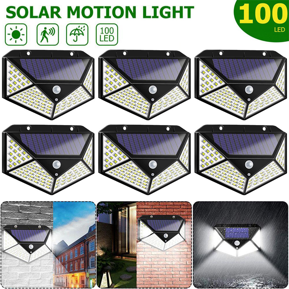 

6packs 100-led Solar Wall Light - Bright, Waterproof, 3-mode Sensor - Smart Security For Balcony, Patio, Stairs, Garden,