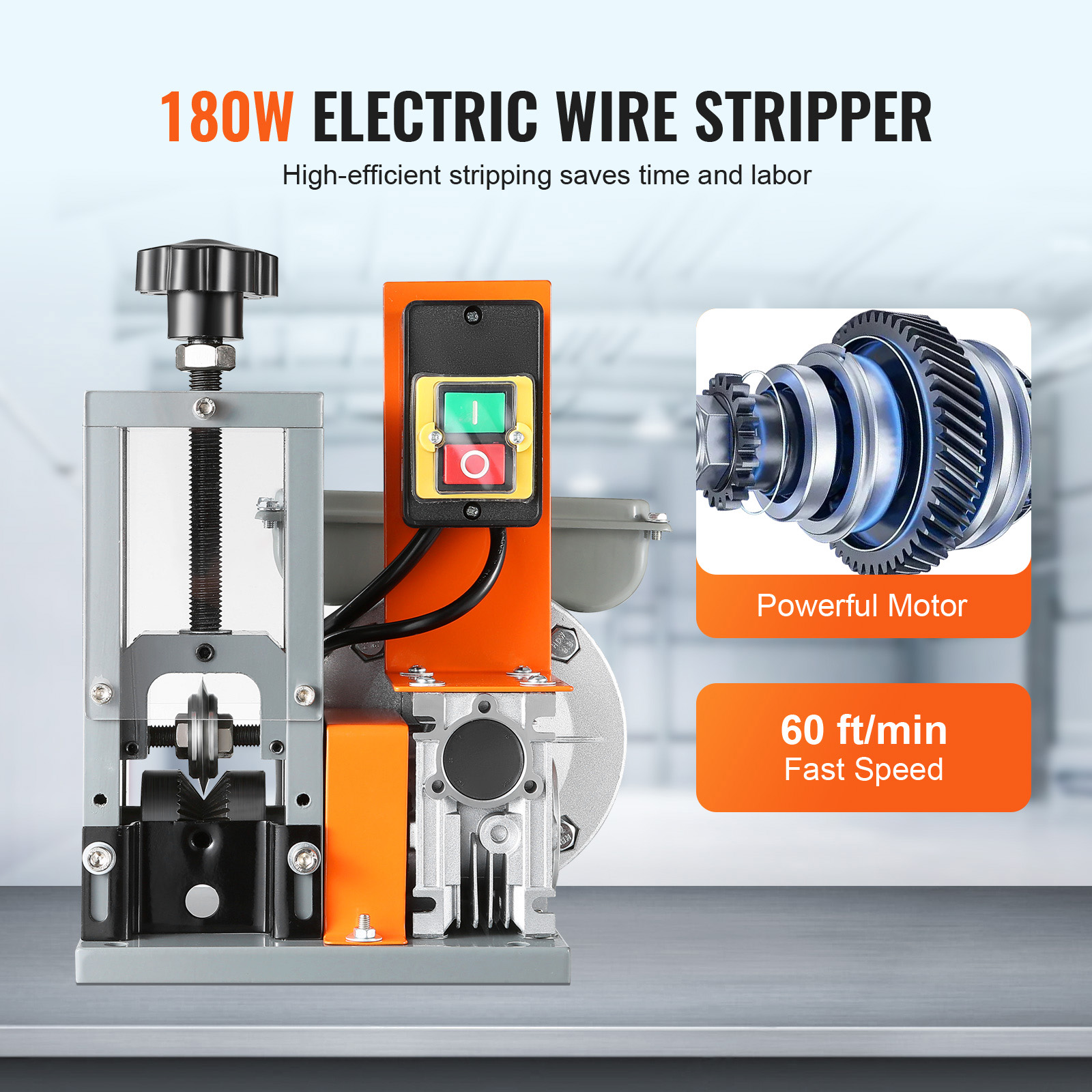 

Vevor Electric Wire Stripping Machine, 0.06''-'' Automatic Wire Stripper Machine, 180 W, 60 Ft/min Wire Stripper With Stripping Depth Reference Electric Wire Stripper, Copper Stripper