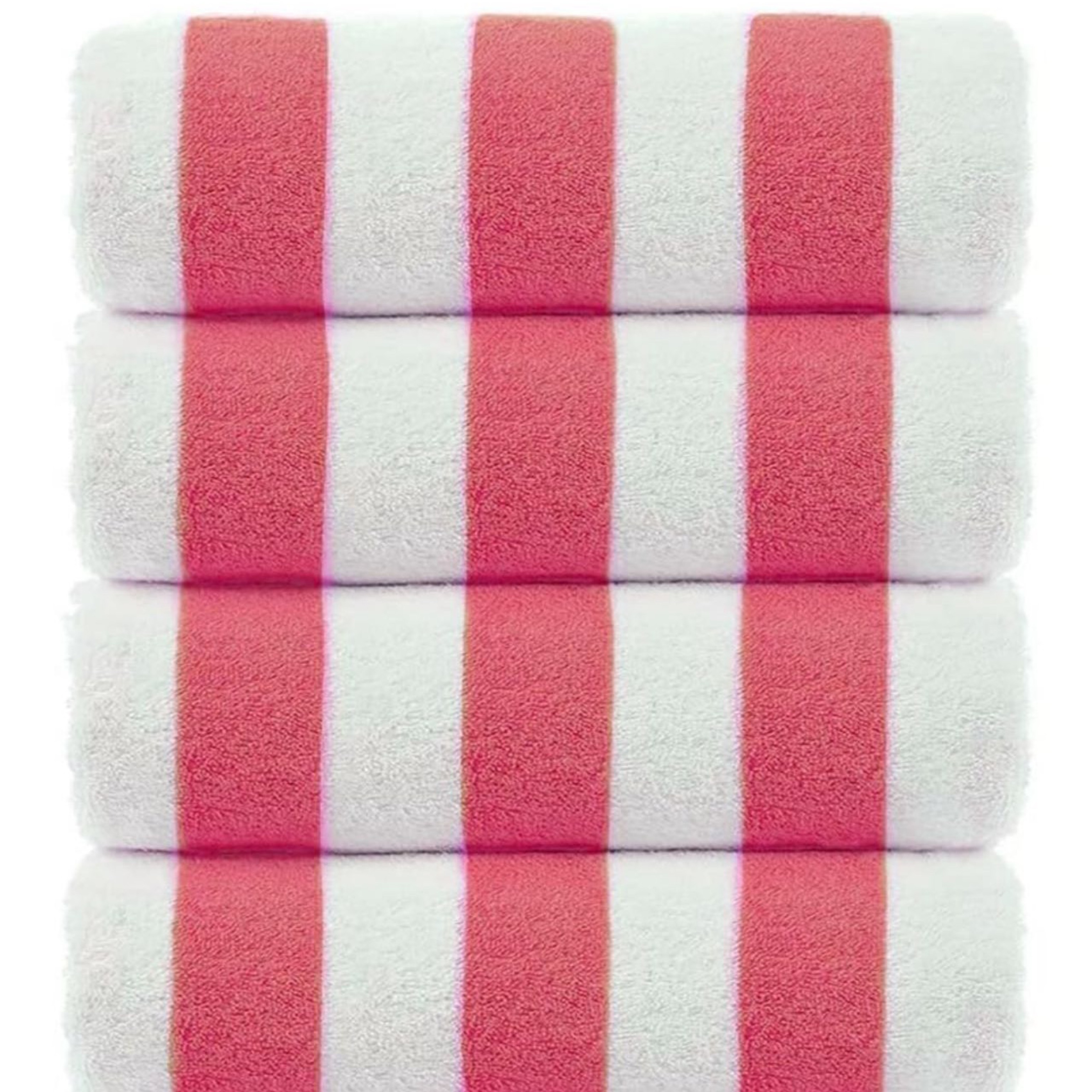 

(4 Pack) Beach Towel 28 X 58 Inch Cabana Stripe Bahamas Hotel Pool And Resort Style Absorbent Terry 100 Cotton