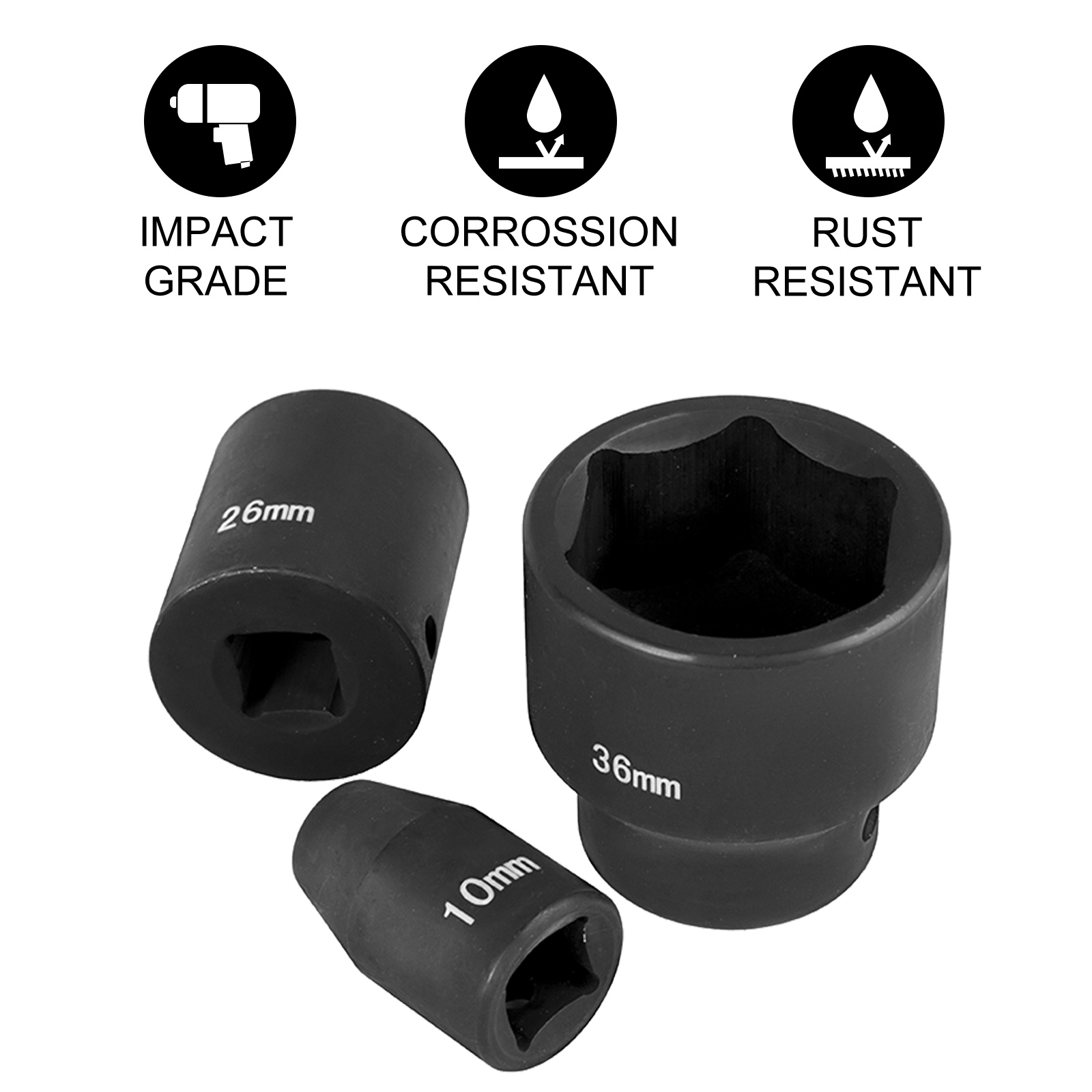 

Vevor Impact Socket Set 1/2 Inches 26 Piece Impact Sockets, Shallow Socket, 6-point Sockets, Construction, Cr-m0, 1/2 Inches Drive Socket Set Impact Metric 10mm - 36mm, With A Storage Cage