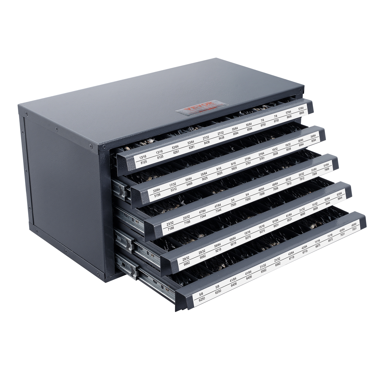 TEMU Vevor Drill Bit Dispenser Cabinet, Five-drawer Drill Bit Organizer Cabinet For 33/64" To 63/64" Steel Drill Dispenser Organizer Cabinet With