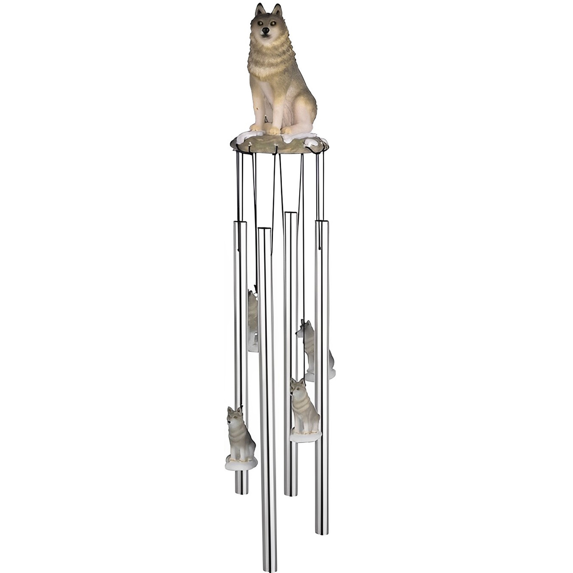 

23" Long Round Top Wolf Wind Chime Ornament Garden Decor And Perfect Gift Ideas For House Warming, Holidays And Birthdays Great Collectible For Outdoor And Serenity Enthusiasts