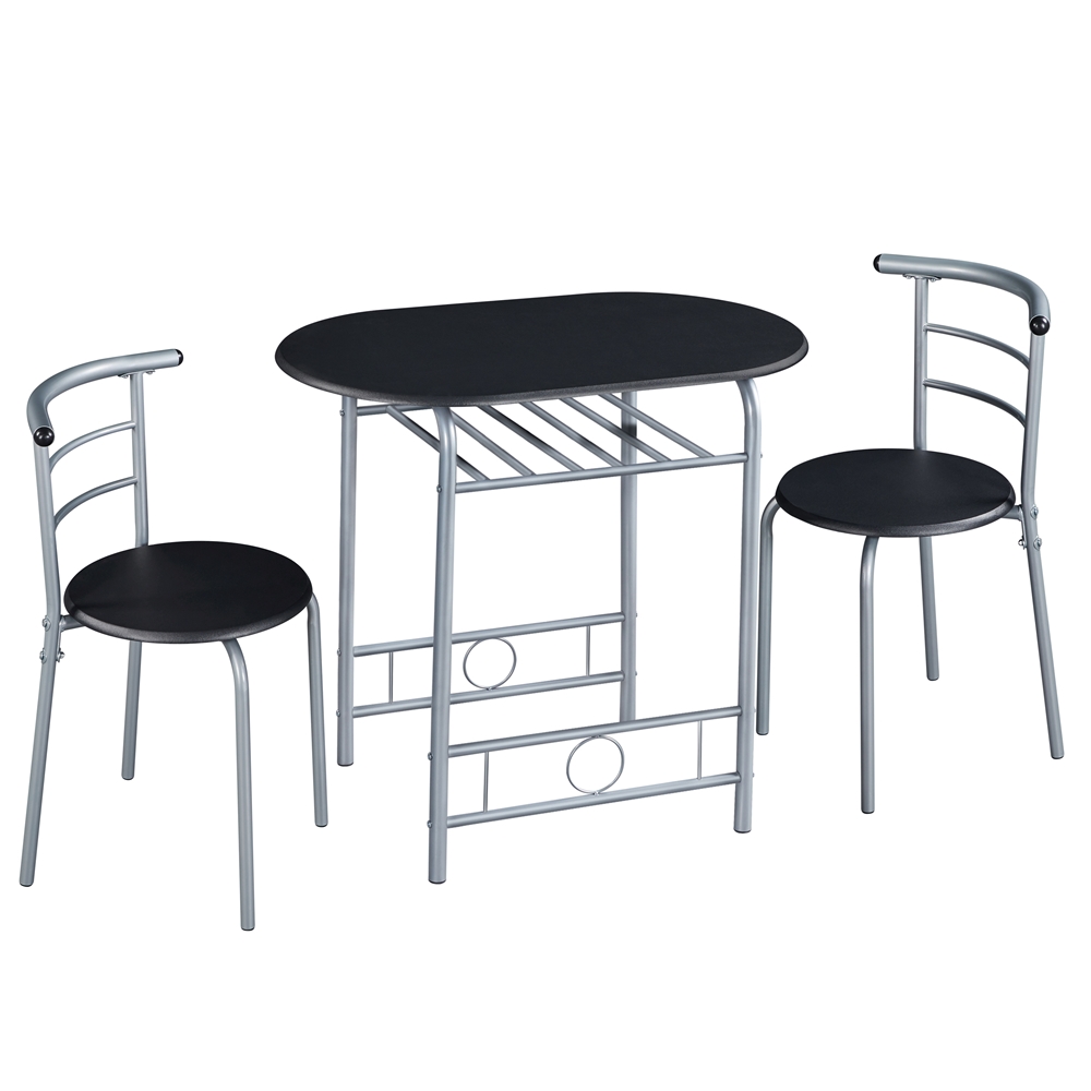 TEMU Modern Round Set For 2 With Steel Legs & Storage Rack, Space-saving Design For Kitchens, Apartments, Dorm Rooms, And Small Spaces, Natural//brown