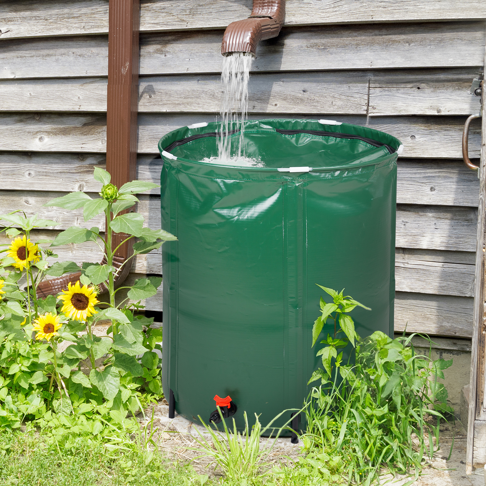 

50 Gallon Folding Rain Barrel Water Collector Green