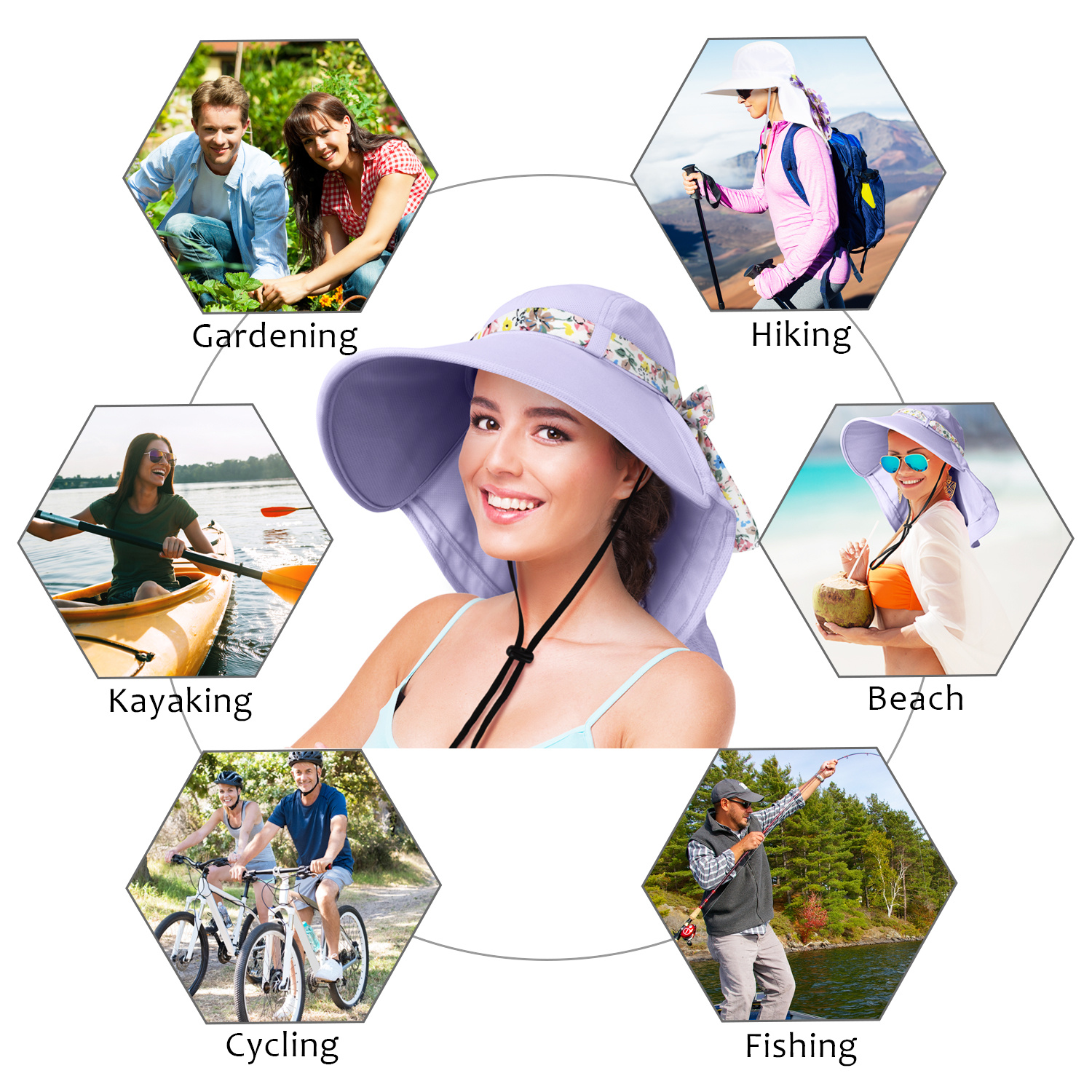 Wide Brim Sun Hat UV Protection Packable Adjustable Baseball Cap Hiking Fishing s-l400.jpg main image 4