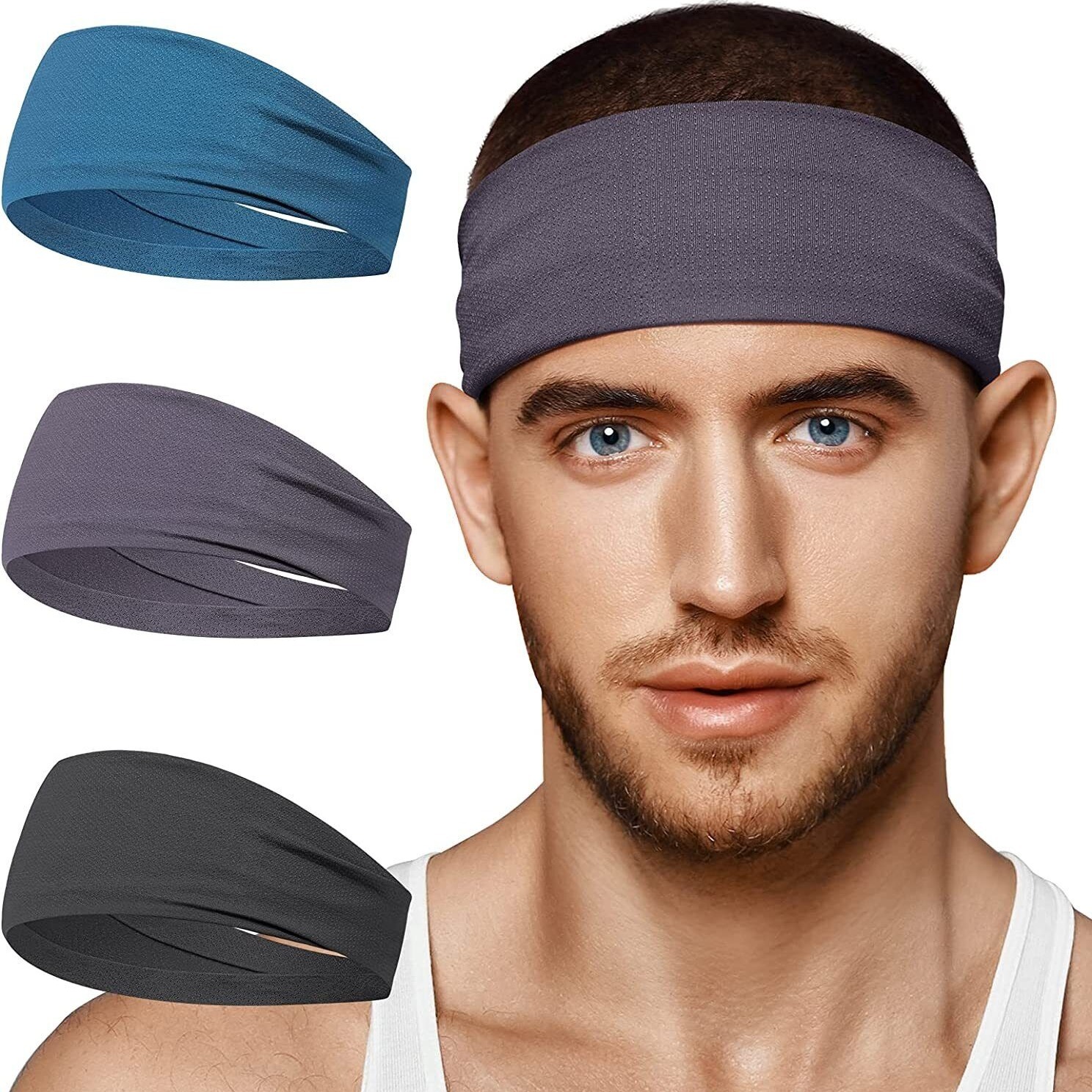 

Men's 3 Pack Sweatbands Headbands Non Slip Mesh Design Sweat Bandsrandom Color For Shipping