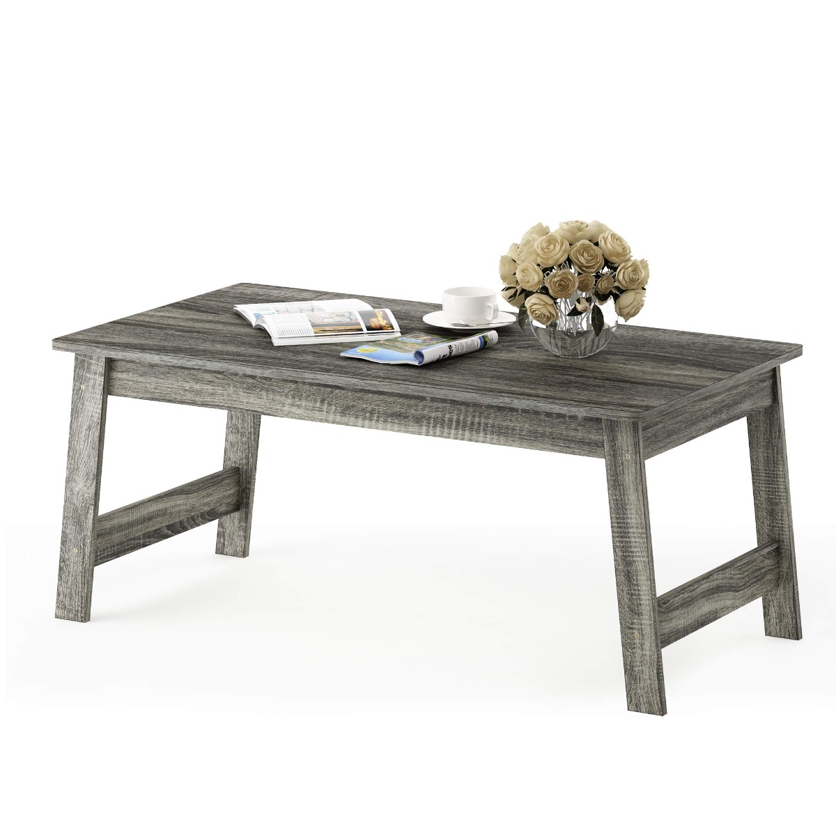

Simple Assembly Multifunction Wooden Coffee Table, French Oak Grey, Suitable For Bedrooms, Living Rooms