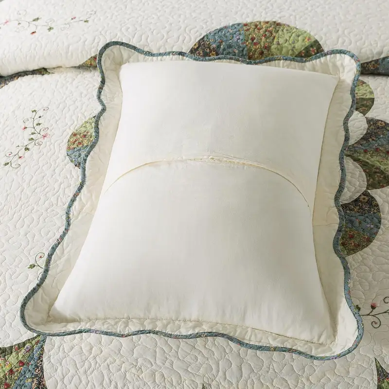 set of 2 hand finished cotton pillow shams luxuries floral pattern shabby chic country cabin bedding for ivory and for home bedroom guestroom cabin and college dorms Product details 2