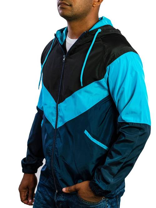 mens lightweight windbreaker water resistant windproof breathable jacket for outdoor activities packable stylish windbreaker coat black and navy colorblock