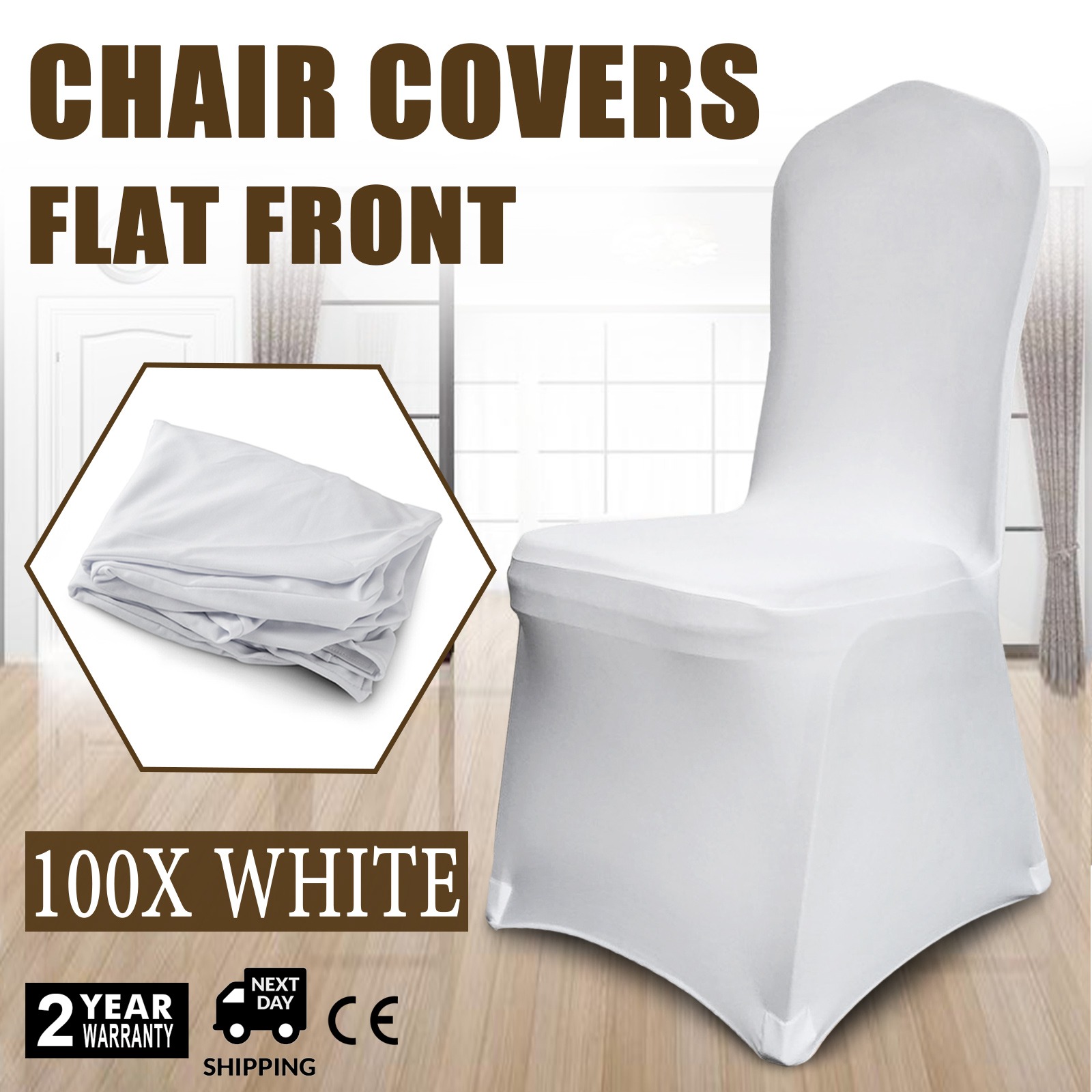 

Vevor White Chair Covers Polyester Spandex Chair Cover For Party Wedding Banque Chair Covers,100 Pcs, Arched-front Chair Cover