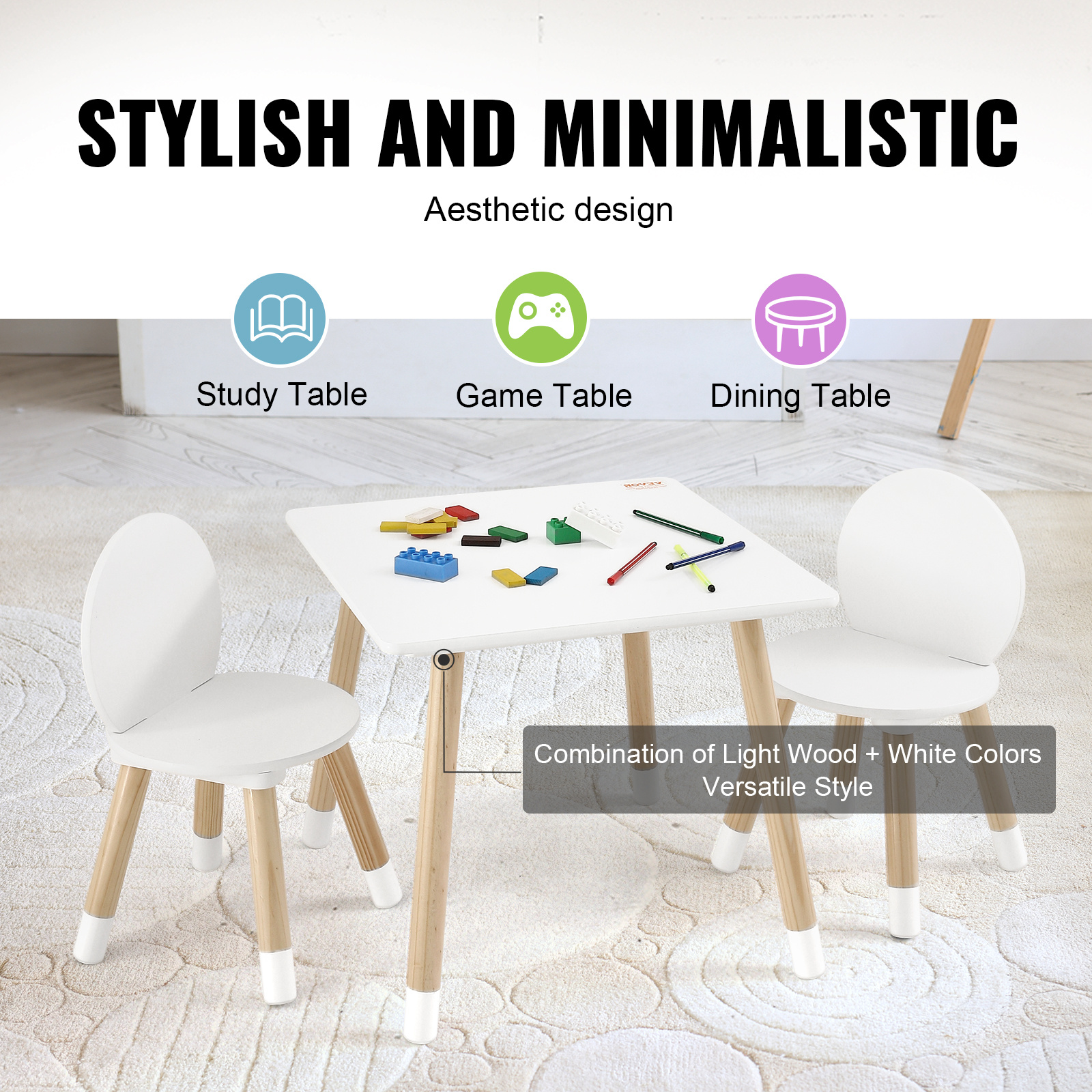 TEMU Vevor Table And 2 Chairs Set, Toddler Table And Chair Set, Multi-activity Table For Art, Craft, Reading, Learning, And 2 Chairs
