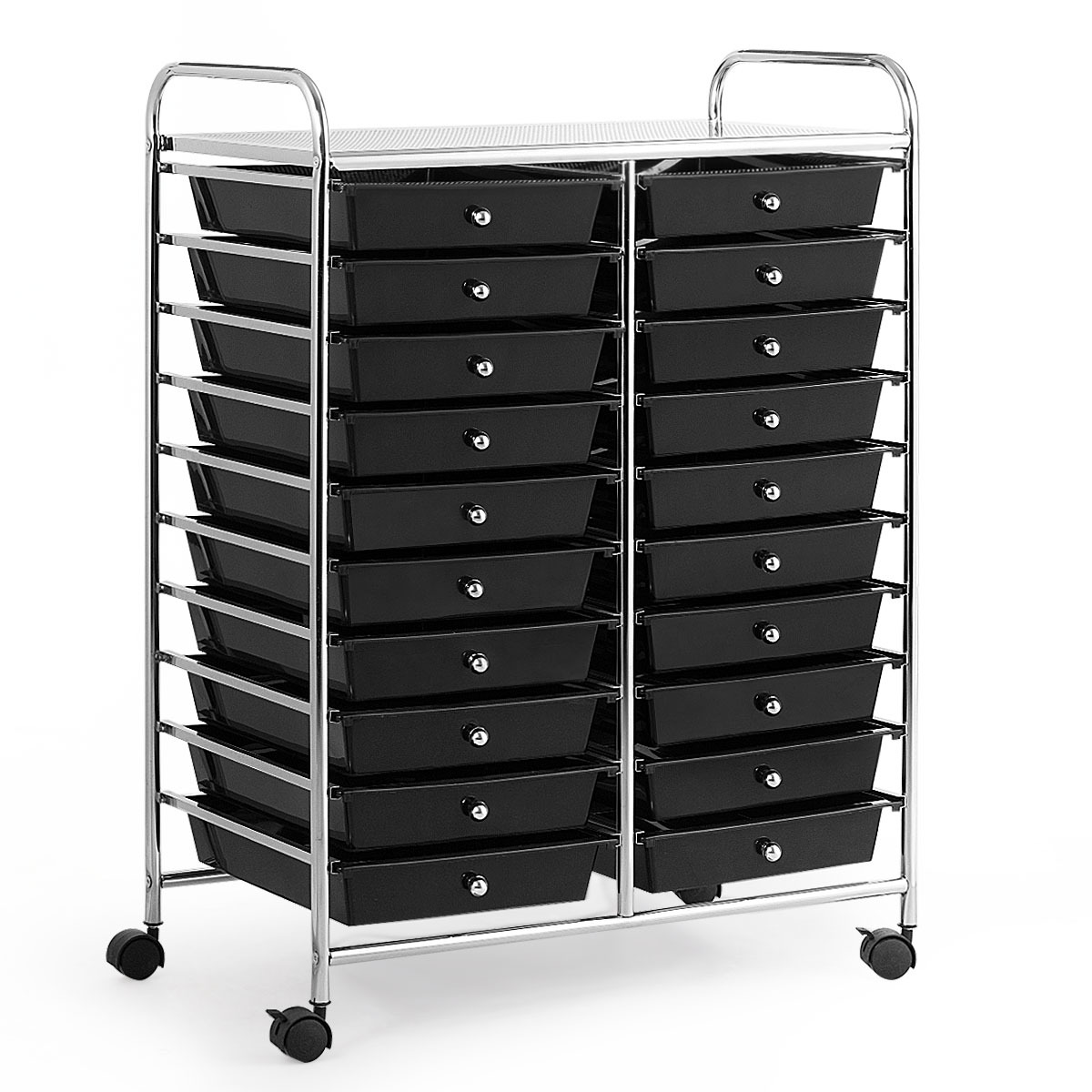   20 drawers rolling cart storage     organizer bins black