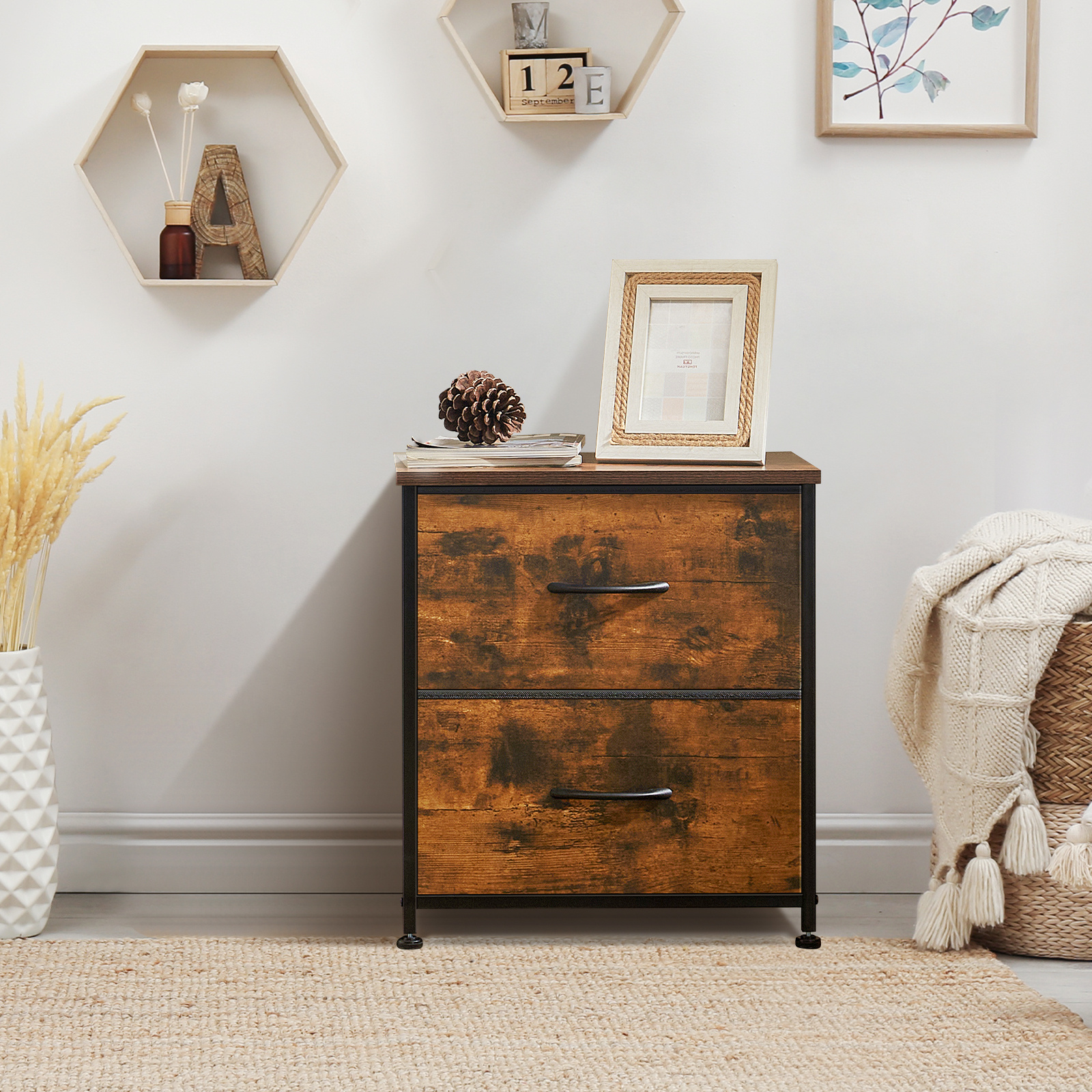 nightstand 2 storage drawers height end table small bed side Temu
