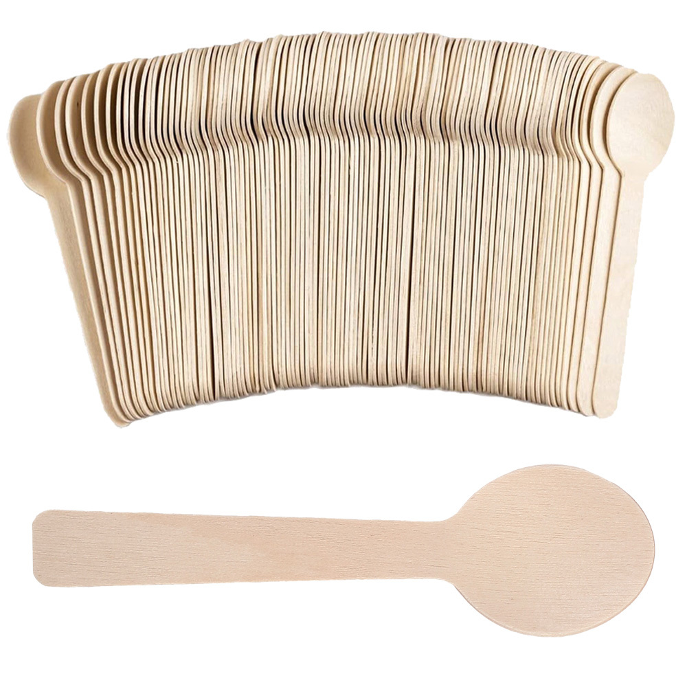 

Bulk Mini Wooden Spoons, 4 Inch Length, Disposable Tasting Sampling Spoons, Biodegradable Taster Spoons