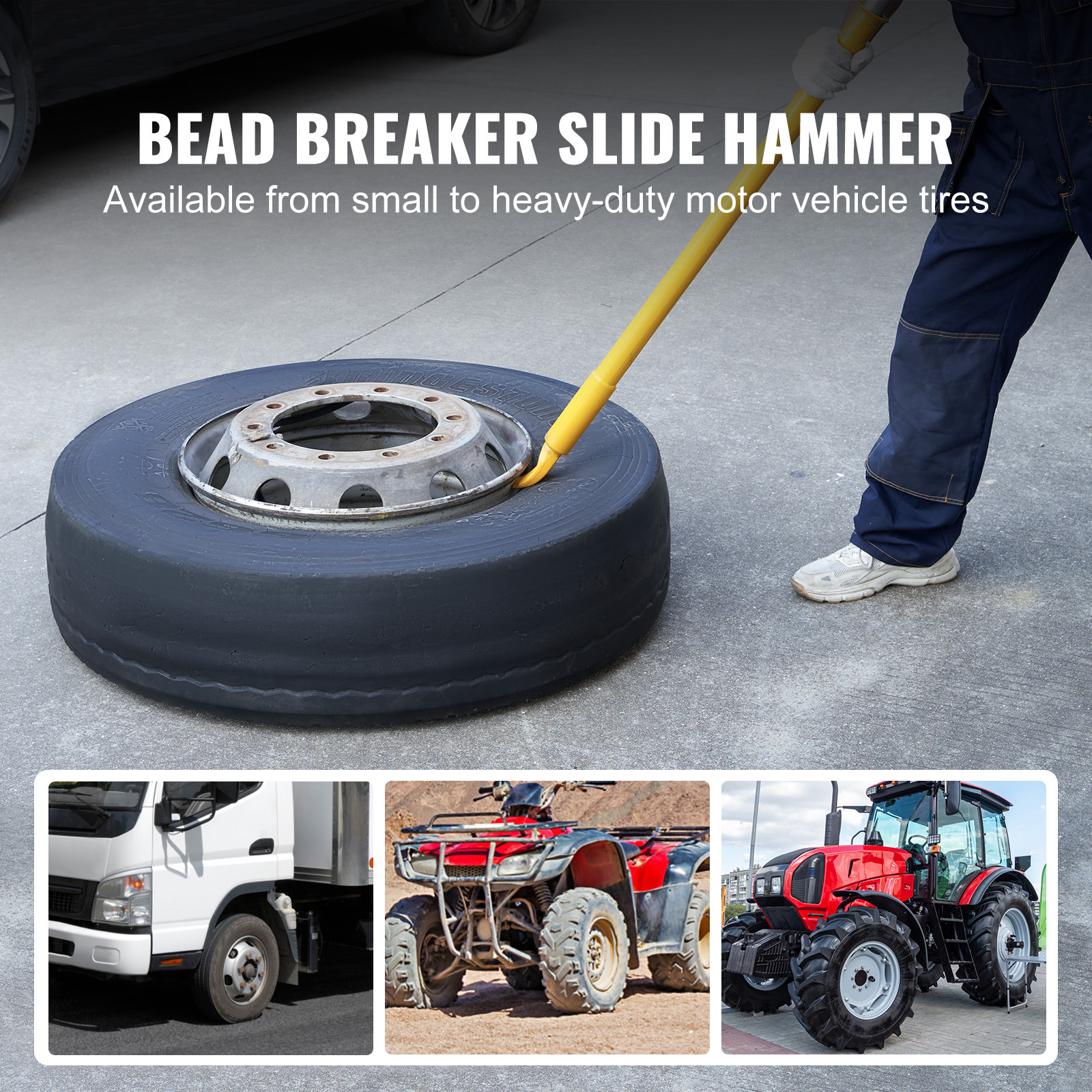 TEMU Vevor Tire Bead Breaker Slide Hammer, 46.3" Length Heavy Duty Steel Tire Bead Breaker, Portable Tire Changing Sliding Impact For Car Truck